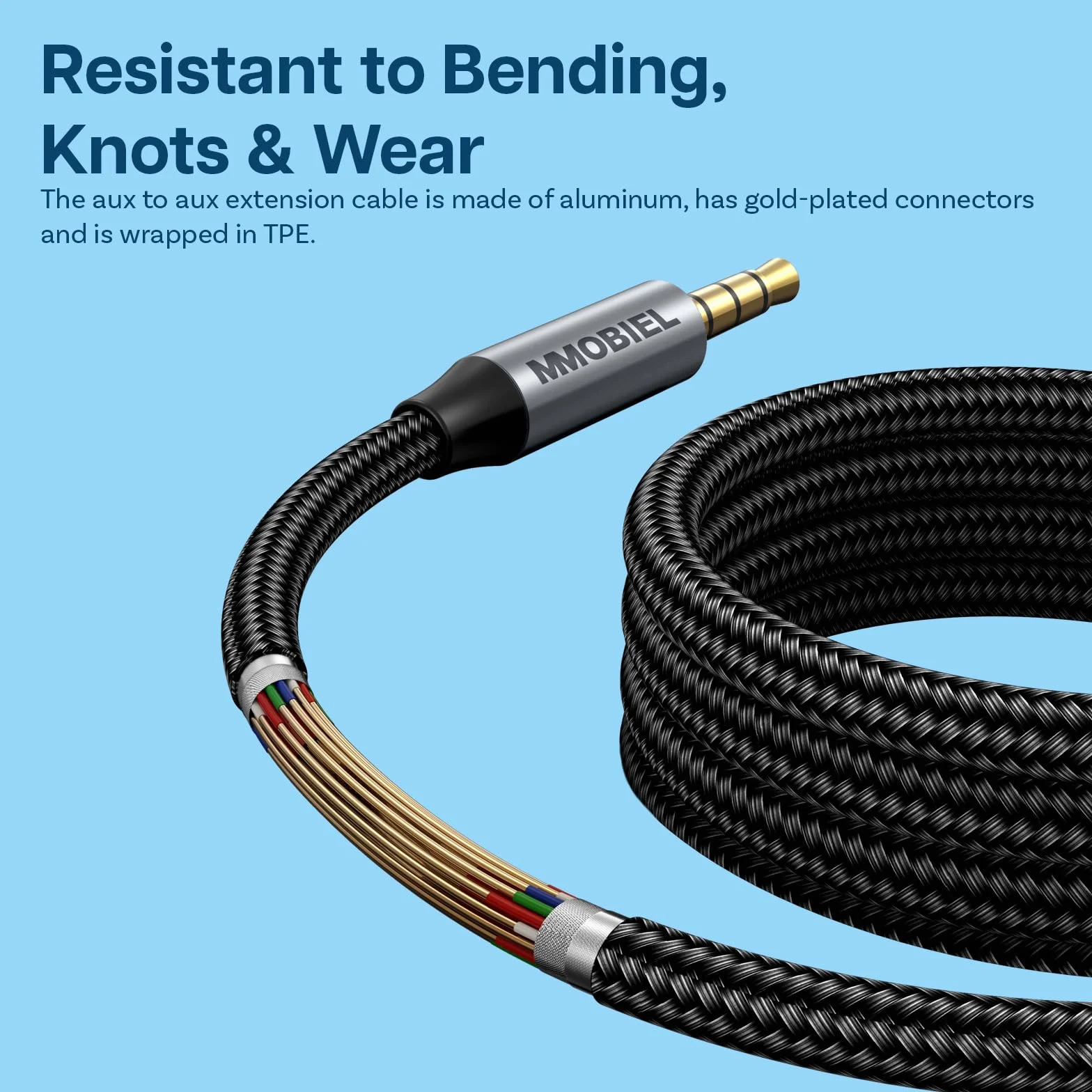 MMOBIEL Kabel Audio 3,5mm Męski na Męski Jack Aux - 4-pole TRRS - Przedłużacz Słuchawkowy - Funkcja Audio i Mikrofonu - Kompatybilny z Słuchawki, Słuchawkami Dousznymi, Telefonem itp. 1m