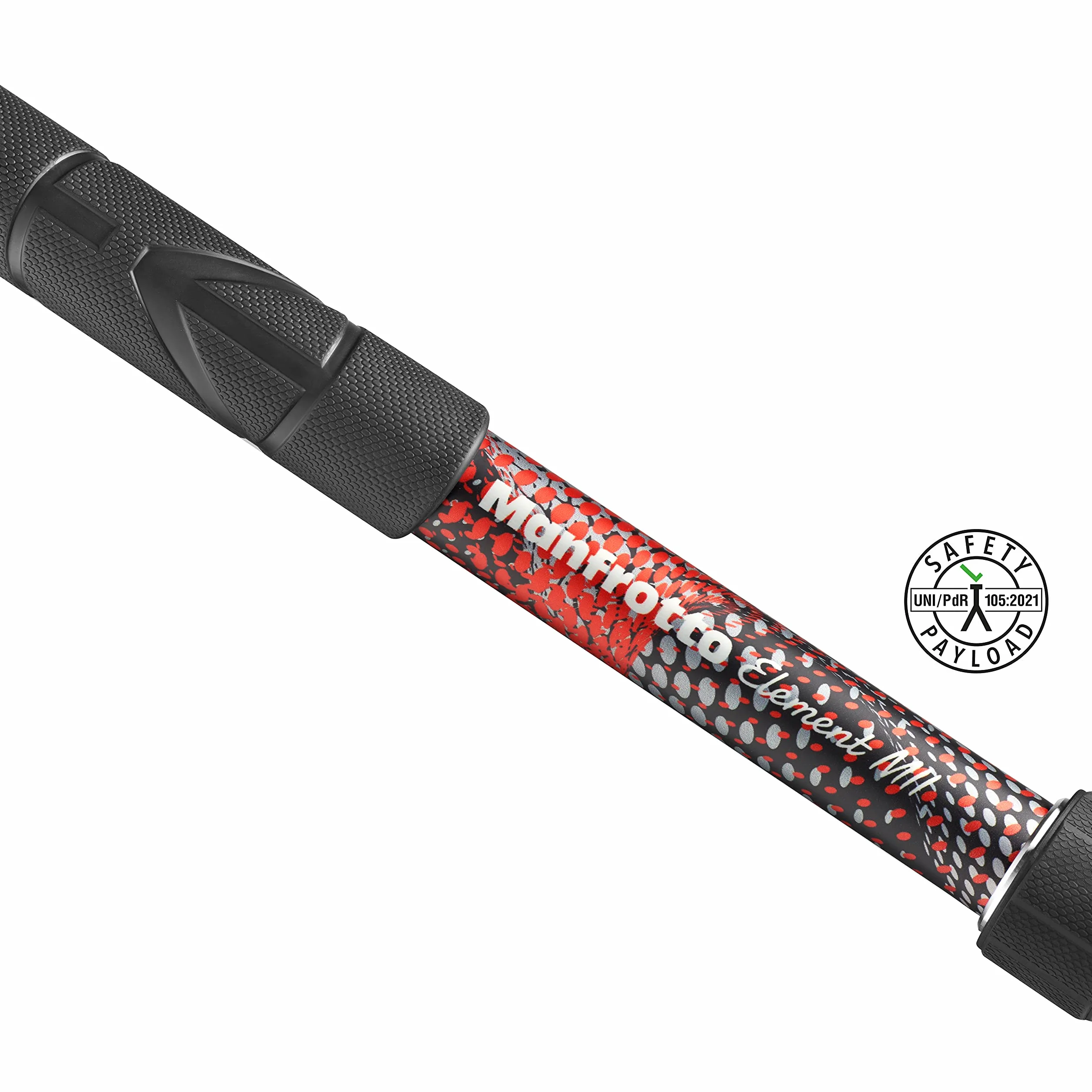 Manfrotto Element MII MMELMIIA5RD, lekki 5-częściowy aluminiowy monopod do kamery podróżnej, czerwony, z paskiem na nadgarstek, gumowy uchwyt, zamki obrotowe, obciążenie 16 kg, do aparatów