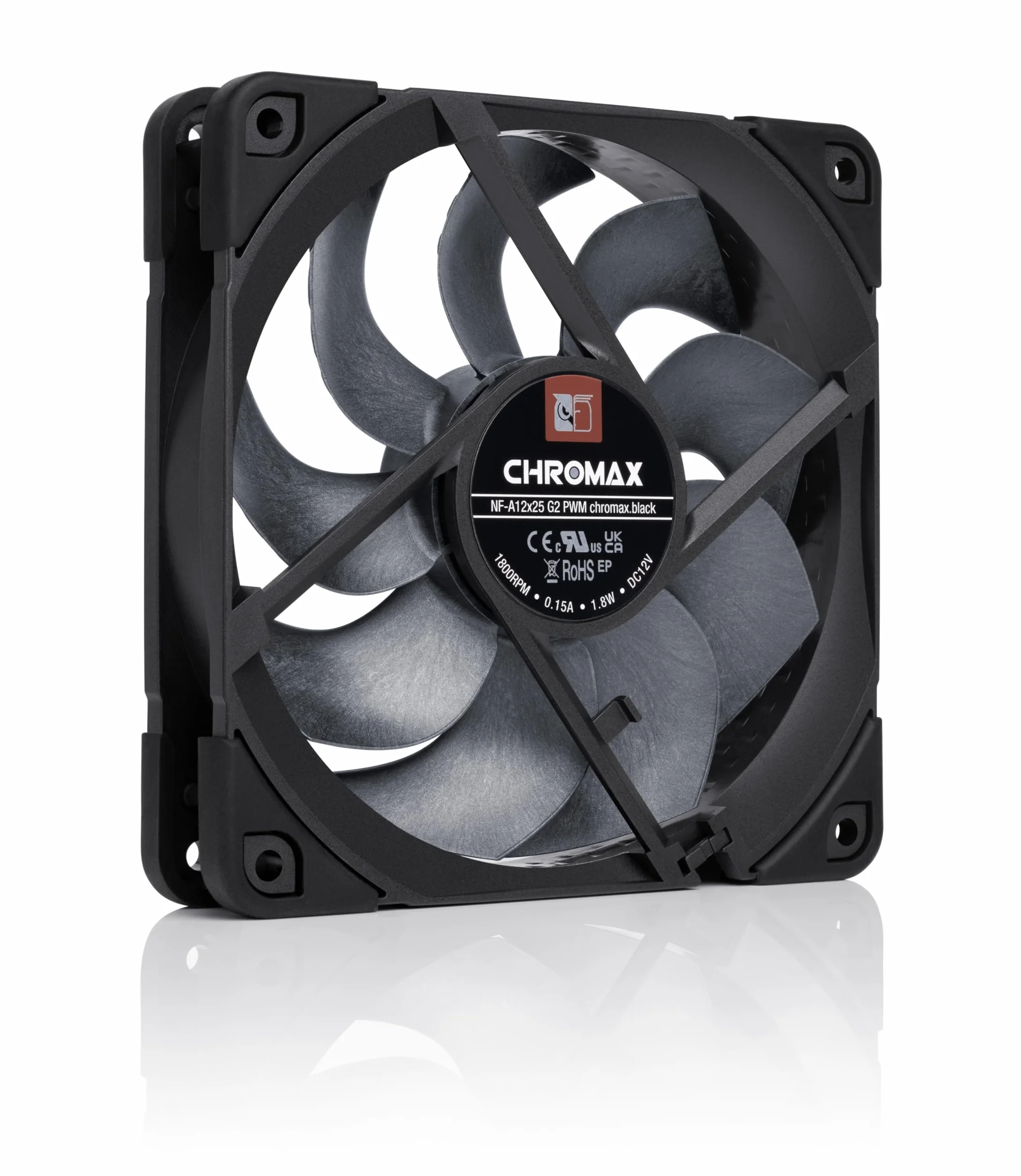 Noctua NF-A12x25 G2 PWM chromax.black, 120-Milimetrowy Cichy Wentylator Komputerowy Klasy Premium, 4-Pinowy (Czarny)