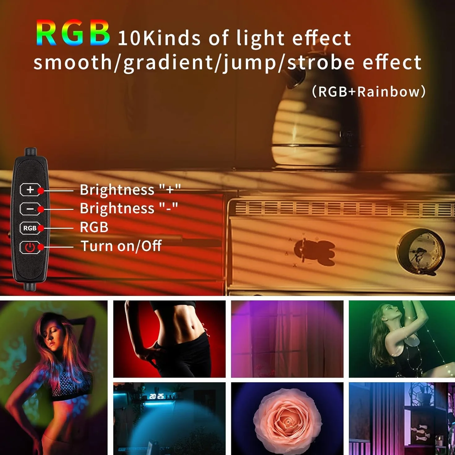 Sunset lampa projekcyjna Sunset Projection, lampa USB LED z projektorem zachodu słońca, światło