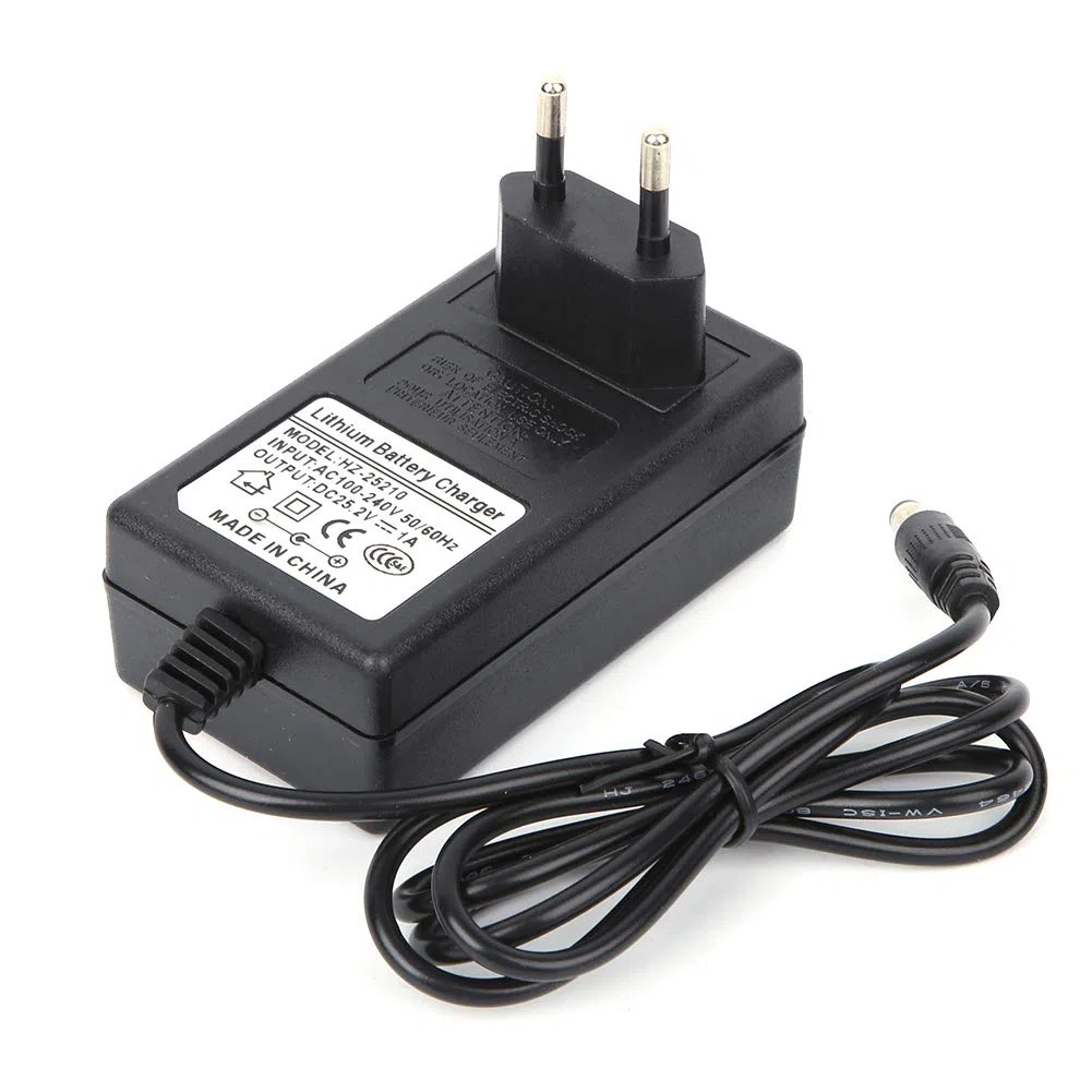 Adapter ładowarki do Masażu, Przenośny Plastikowy Adapter do Pistoletu do Masażu 100-240 V Adapter ładowarki do Masażu Profesjonalny Sprzęt do Masażu Wyposażenie(Norma europejska 25,2 V)