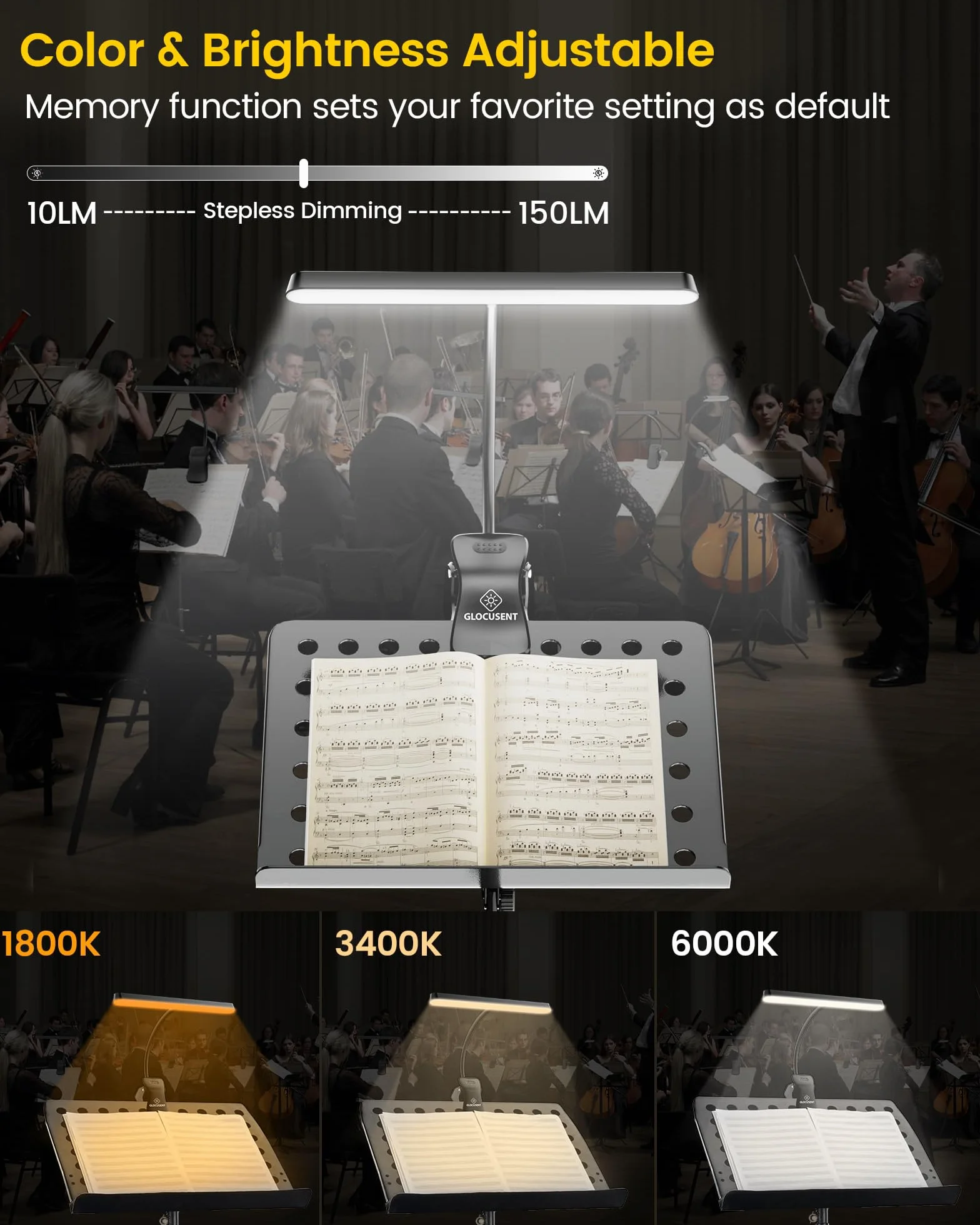 Glocusent 57 LED Super Bright Music Stand Light (w zestawie pudełko do przechowywania)