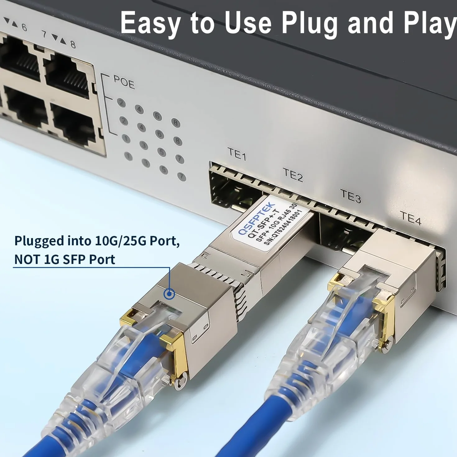 QSFPTEK 2 Pakiet 10GBASE-T SFP+ do RJ45 Copper Mini-GBIC Transceiver dla Cisco SFP-10G-T-S, Ubiquiti UF-RJ45-10G, Mikrotik, Supermicro, CAT6A/CAT7, do 100FT(30M)