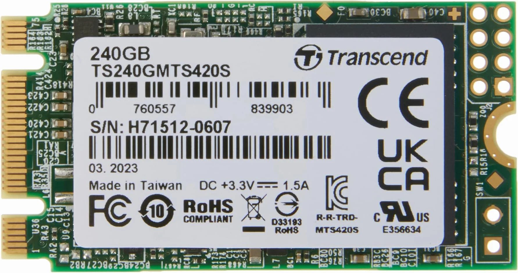 Transcend MTS420S 240 GB M.2 2242 SATA SSD 3D TLC