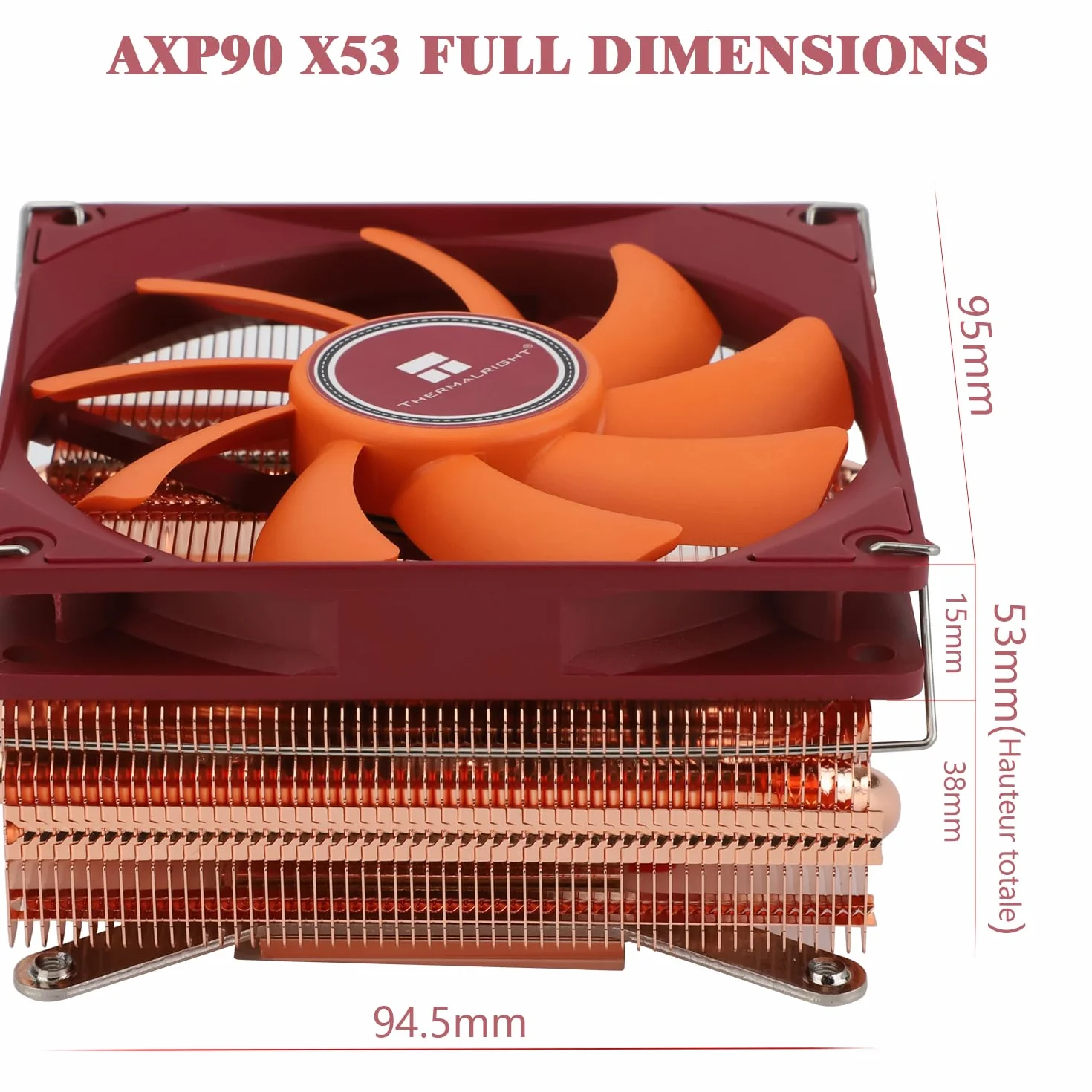 TR AXP90-X53 Chłodnica powietrza do procesora ITX 53 mm PWM TL-9015R AGHP AMD AM4 AM5 Intel 1700/1150/1151/1155/1156/1200 czysta Miedź