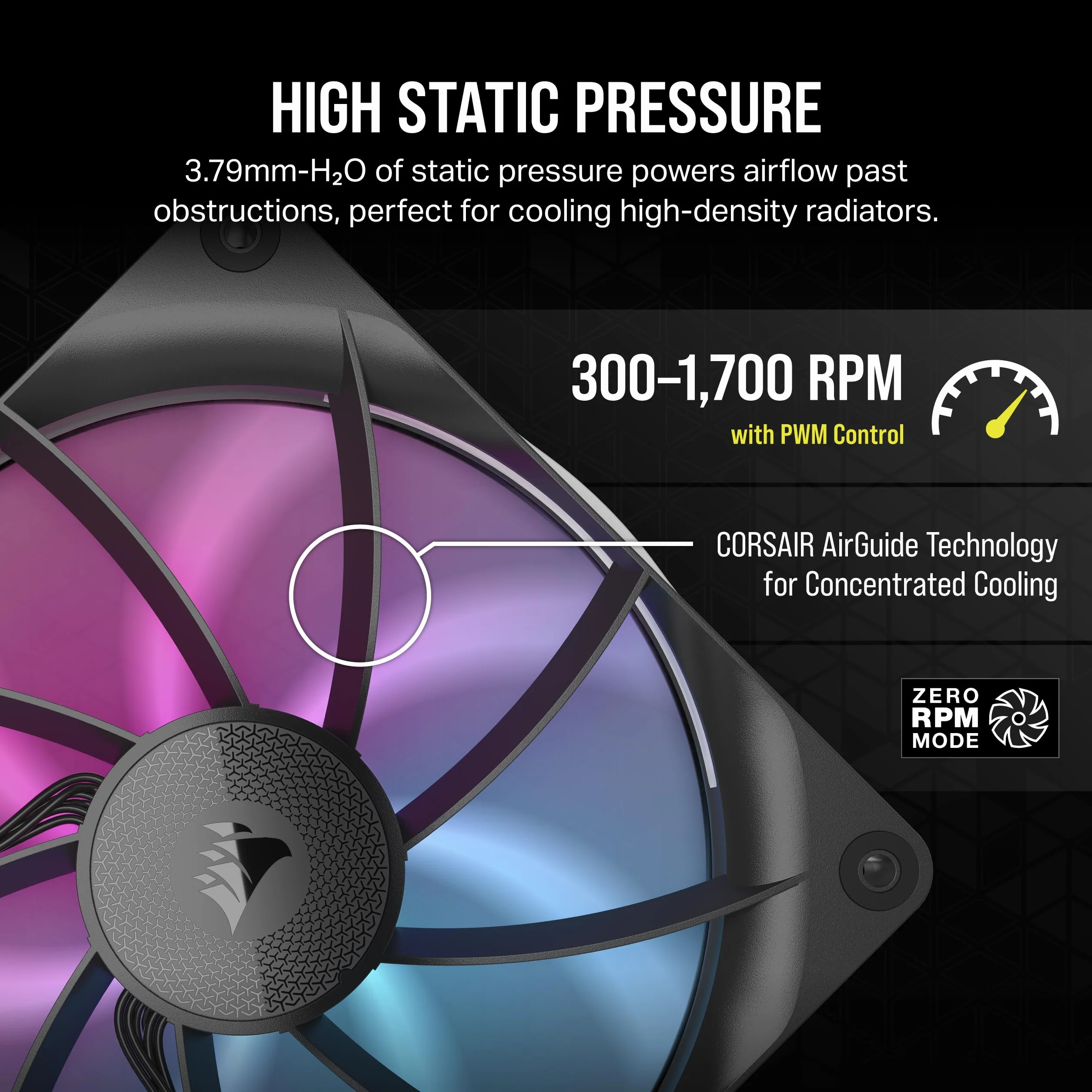 CORSAIR iCUE LINK RX140 RGB 140 mm PWM Wentylatory z Koncentratorem Systemowym iCUE LINK - Magnetyczne Łożysko Kopułkowe - PDwupak - Czarny
