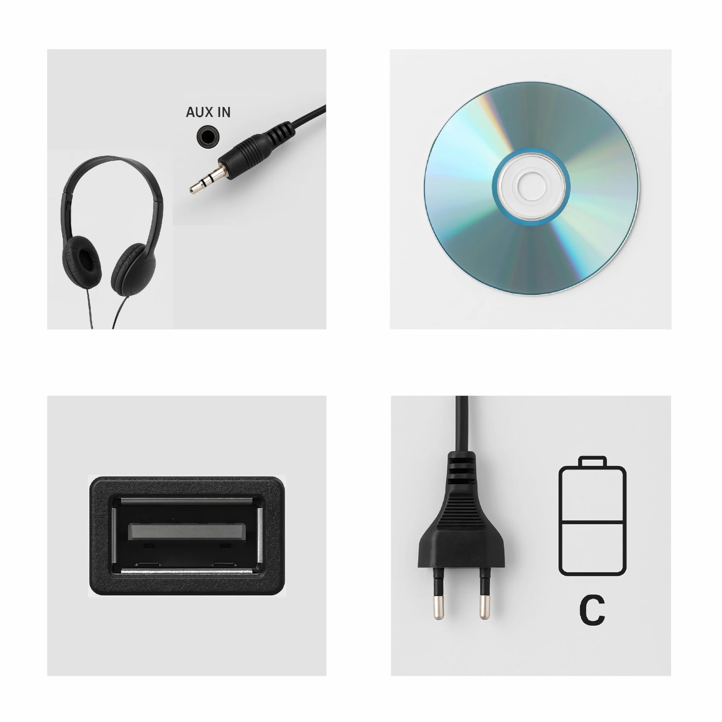 Silva Schneider MPC 25.4 USB przenośny odtwarzacz CD z radiem FM, USB do MP3, AUX i gniazda słuchawkowego, wyświetlacz LCD, 40 W p.m.p.o., zasilanie sieciowe/bateryjne – biały