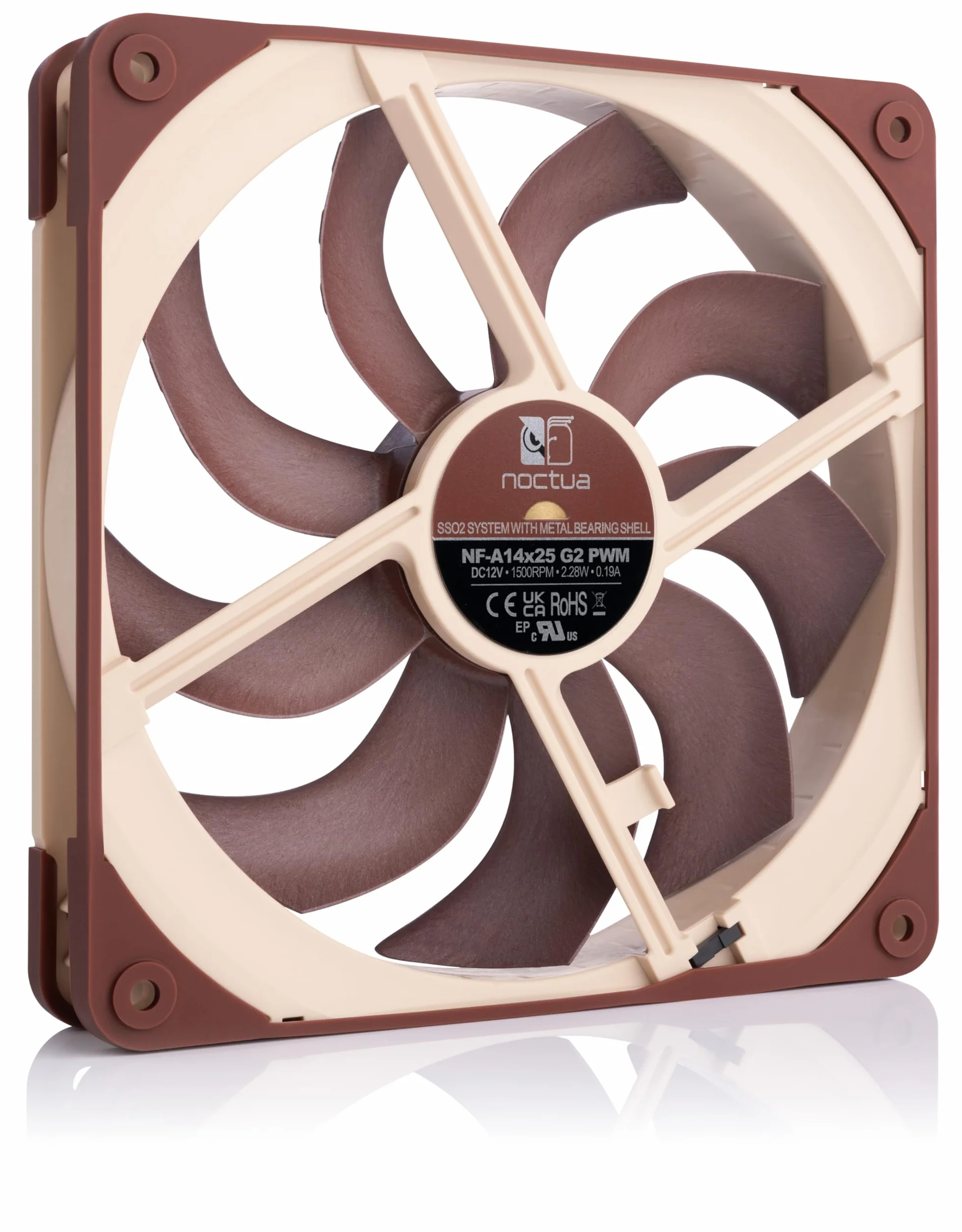 Noctua NF-A14x25 G2 PWM, 140-milimetrowy Cichy Wentylator Komputerowy Klasy Premium, 4-Pinowy (Brązowy)