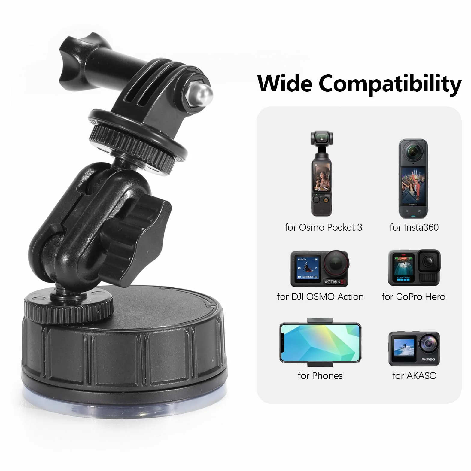 AMAZEAR Magnetyczny uchwyt i przyssawka samochodowa Combo do DJI OSMO Pocket 3, czarny