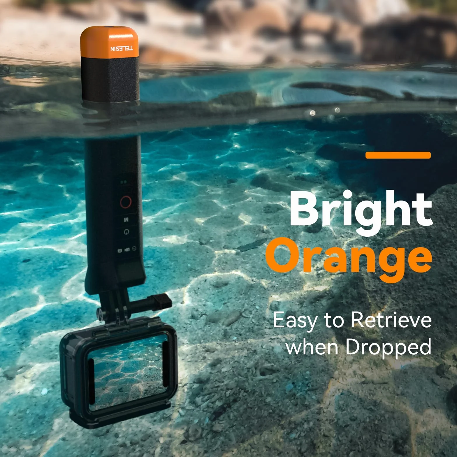 TELESIN Pływający kijek do selfie Hand Grip wodoszczelny uchwyt z pilotem zdalnego sterowania Bluetooth do GoPro Hero13 Black, Hero 12 11 10 9 8 Black Action kamera