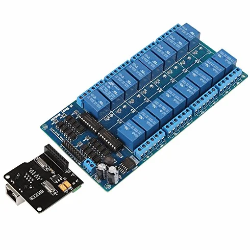 Keenso Ethernet 16-kanałowy moduł przekaźnika - Lan Wan Network Webserver moduł sterujący z portem RJ45 + NC1601, Default
