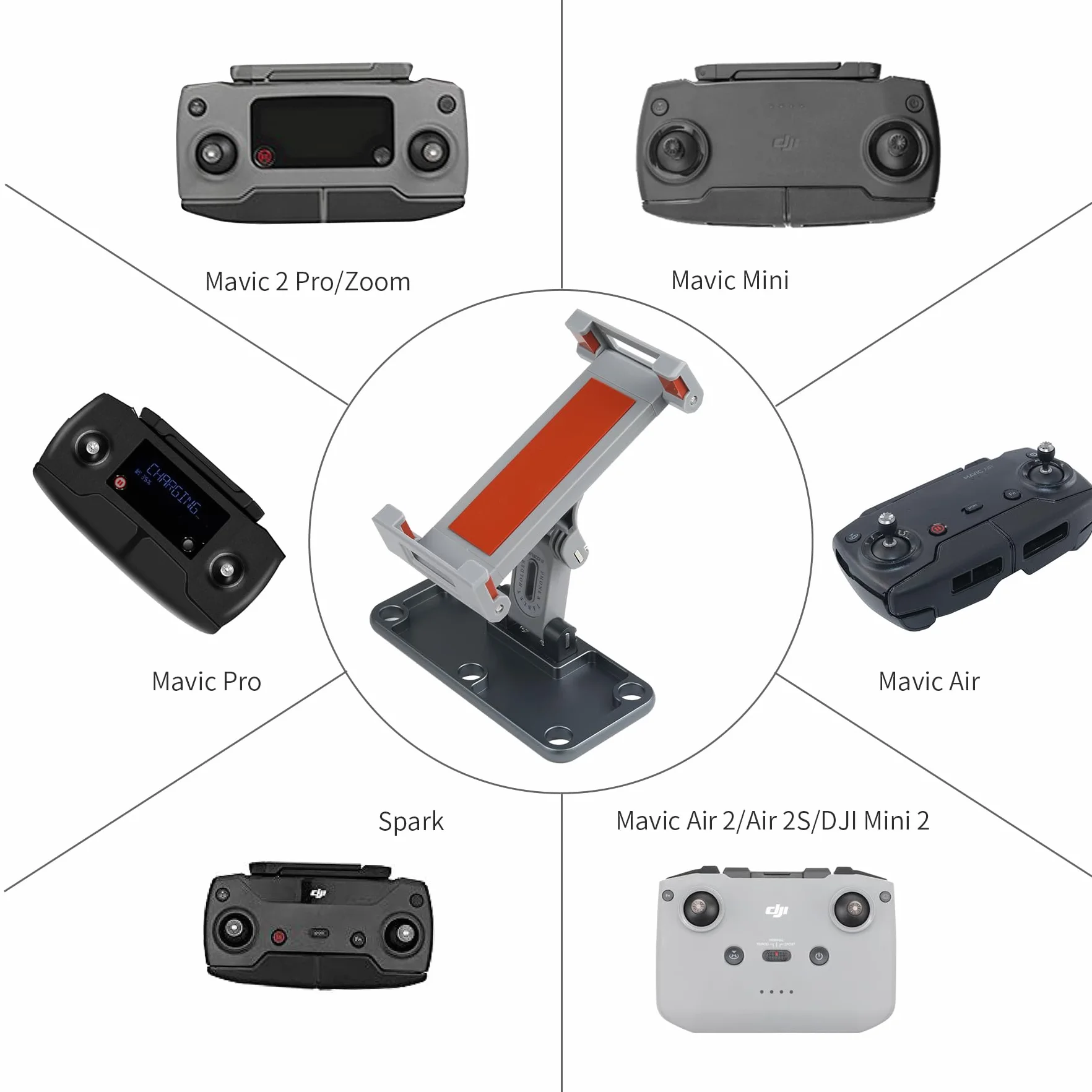 Uchwyt na telefon i tablet do DJI Mavic 2 Pro, Mavic 2 Zoom, DJI Mini SE, Mavic Mini, Mavic Pro, Mavic Air, Spark, pilot drona