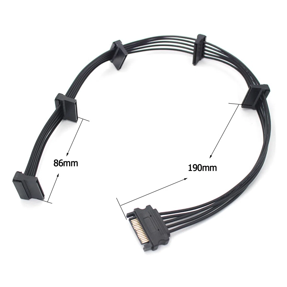 GERUI Dysk twardy 15PIN kabel SATA, męski 15-pinowy SATA do żeński 5 SATA kabel szeregowy rozdzielacz do HDD, SSD, napędów optycznych, kabel Sata (1)
