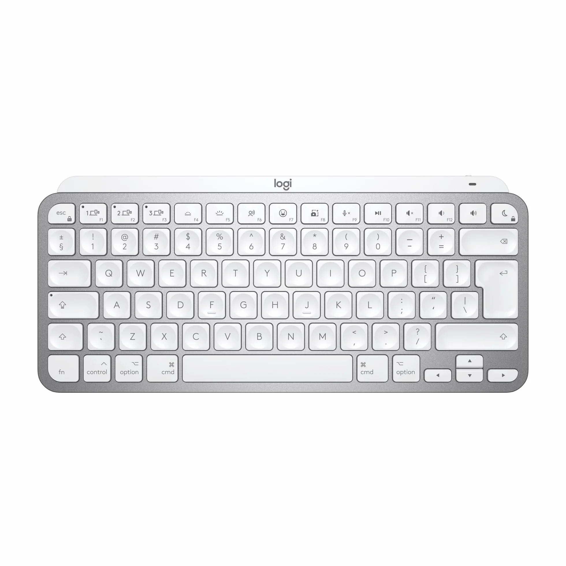 Logitech MX Keys Mini for Mac Mała klawiatura bezprzewodowa Bluetooth podświetlane klawisze USB-C Jasnoszary