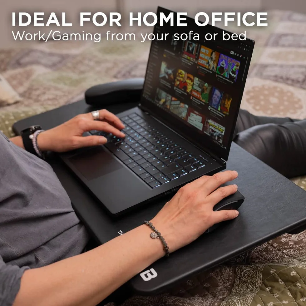 THE G-LAB K-Board Cadmium półka na laptopa z poduszką XXL, idealna do domowego biura/gier na łóżko lub sofę, stojak na laptopa 13"-19", bardzo duża, z uchwytem