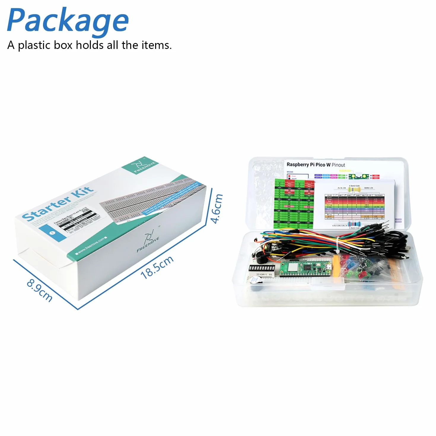 Freenove Basic Starter Kit for Raspberry Pi Pico 2 W (Included), Dual Arm Cortex-M33 and Dual Hazard3 RISC-V Microcontroller, 386-Page Detailed Tutorial, 142 Items, 55 Projects, Python C Code