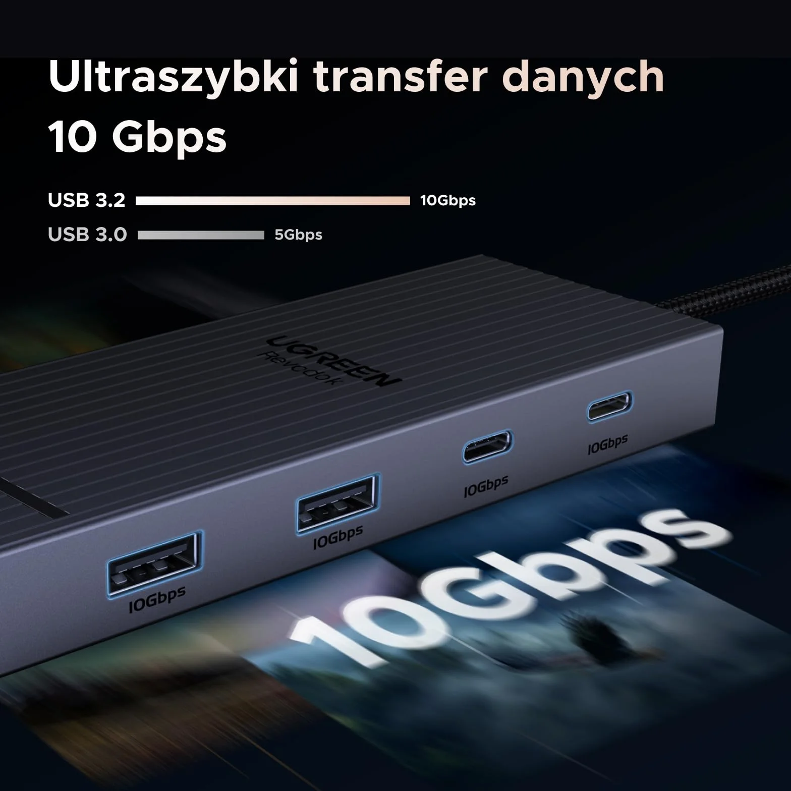 UGREEN Revodok Pro 10Gbps USB C Hub Docking Station 2HDMI 4K@60Hz Dual Display USB A 3.2 USB C 3.2