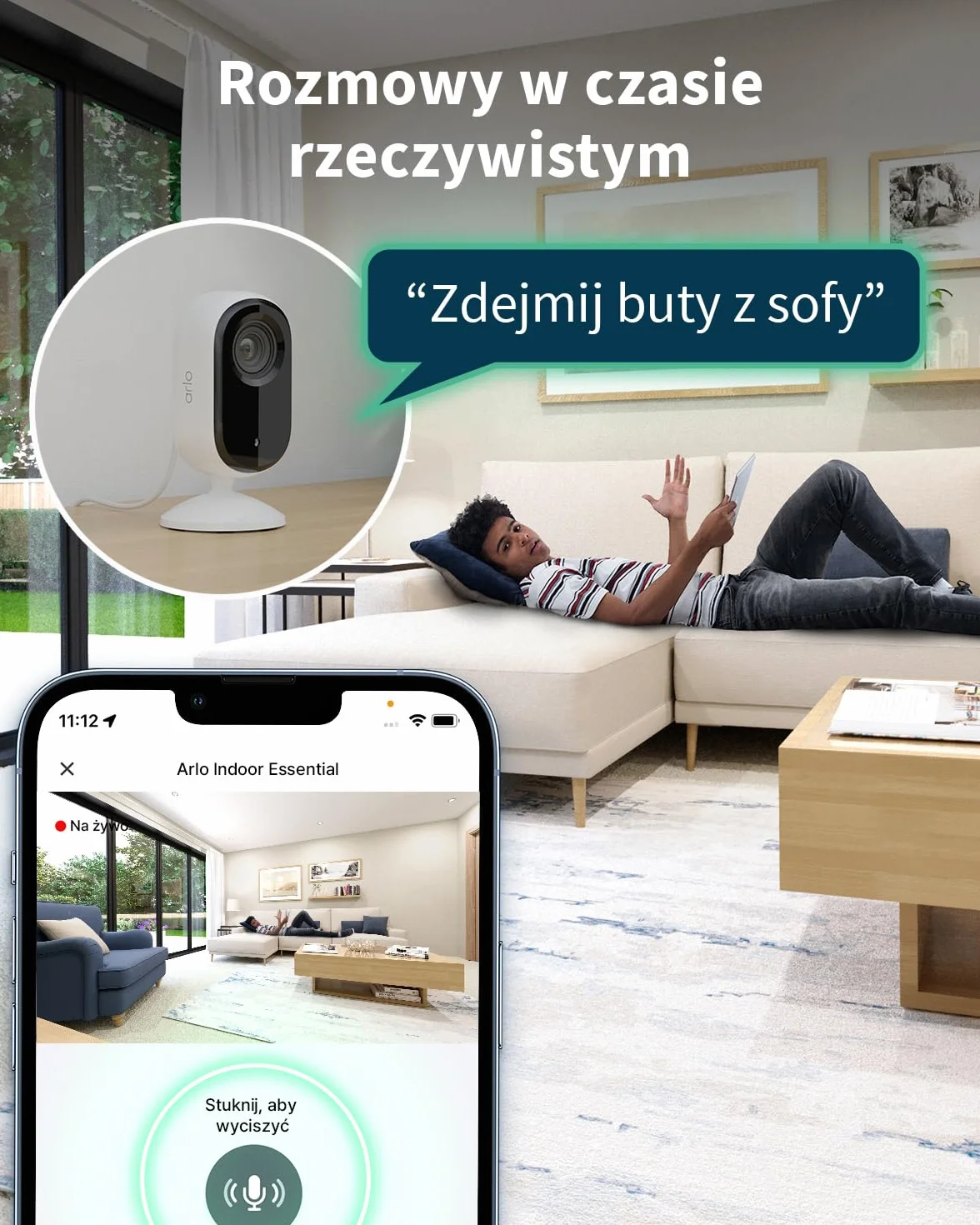 Arlo Kamery monitorujące wewnątrz 2K HD dwukierunkowy dźwięk czujnik ruchu