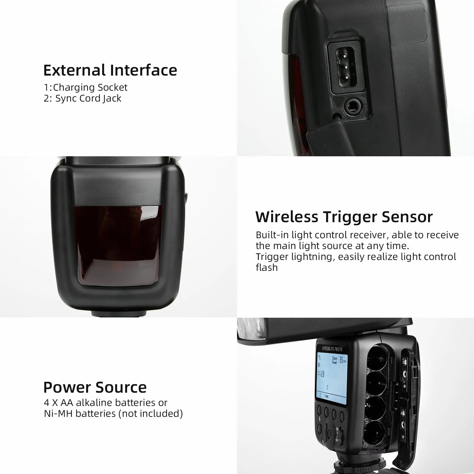 PHOTOOLEX FK310 Flash Speedlite lampa błyskowa do Canon Nikon Sony Panasonic Olympus Pentax Fujifilm Sigma Minolta i innych lustrzanek cyfrowych lustrzanek lustrzankowych lustrzanek i aparatów