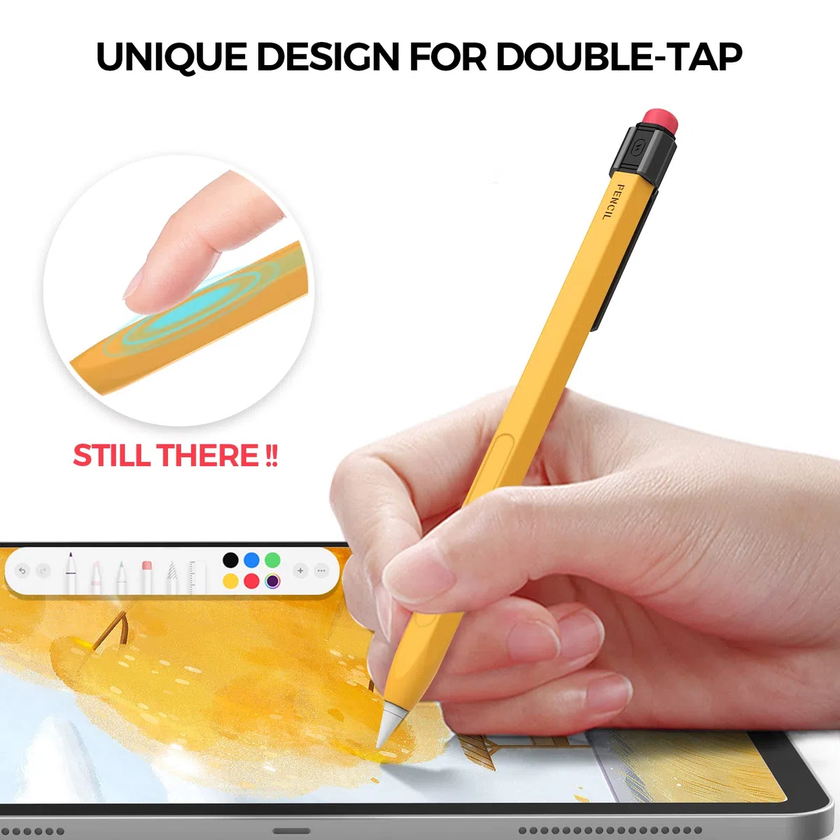 TRONWIN Klasyczne etui do Apple Pencil 2. generacji silikonowe etui Apple Pencil 2 antypoślizgowe etui ochronne kompatybilne z Apple Pencil 2. generacji (żółty)