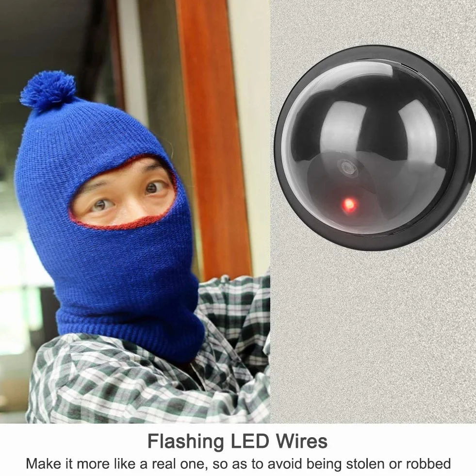 Atrapa kamery, Dummy Dome Camera Migające światło LED Symuluje kamerę bezpieczeństwa, Wewnętrzna zewnętrzna fałszywa kamera monitorująca Dummy Security Camera do domu/na zewnątrz