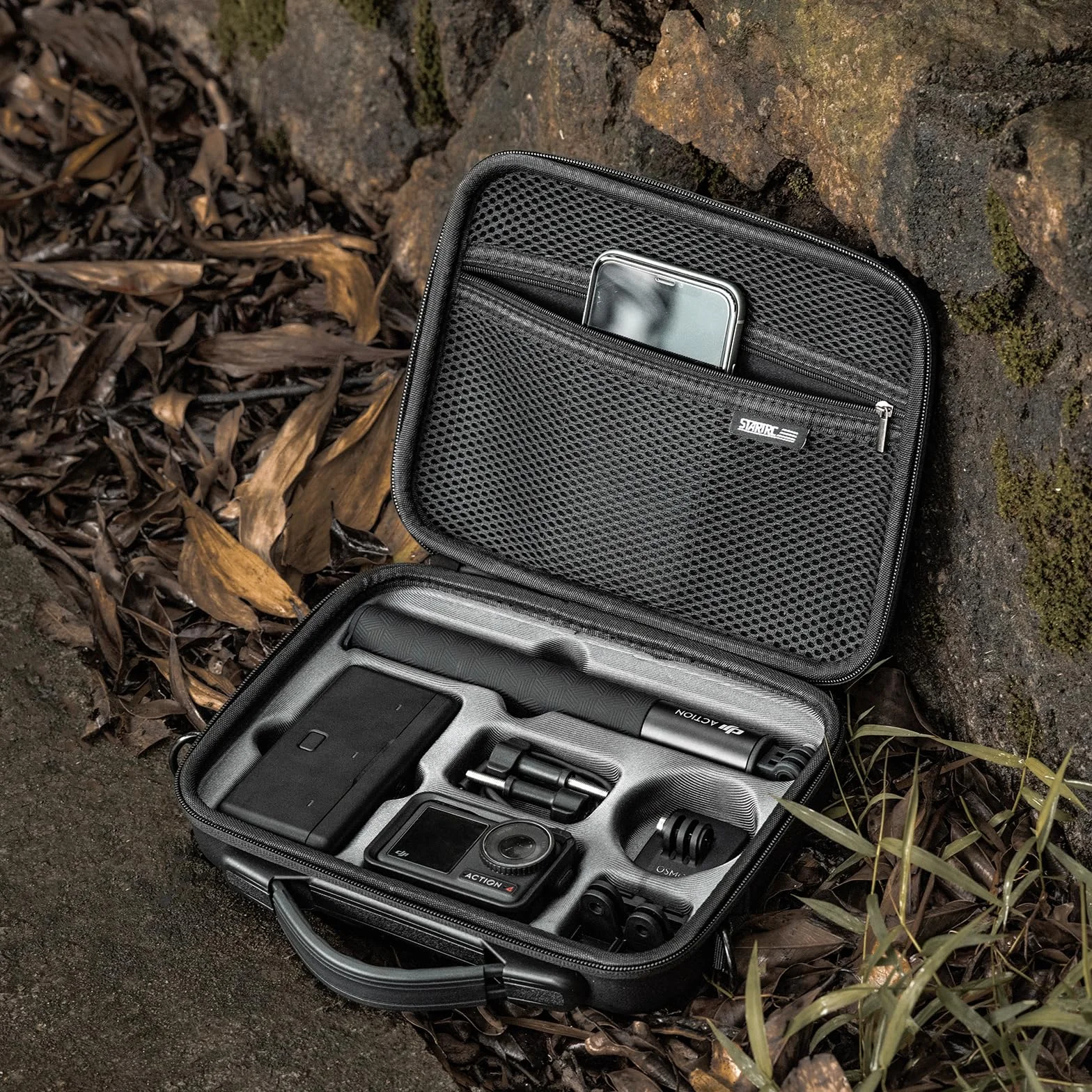 Osmo Action 5 torba na aparat sportowy, skóra PU, przenośna torba na ramię, walizka podróżna do DJI OSMO Action 5/Action 4/Action 3 akcesoria do kamery sportowej, czarny, torba na ramię