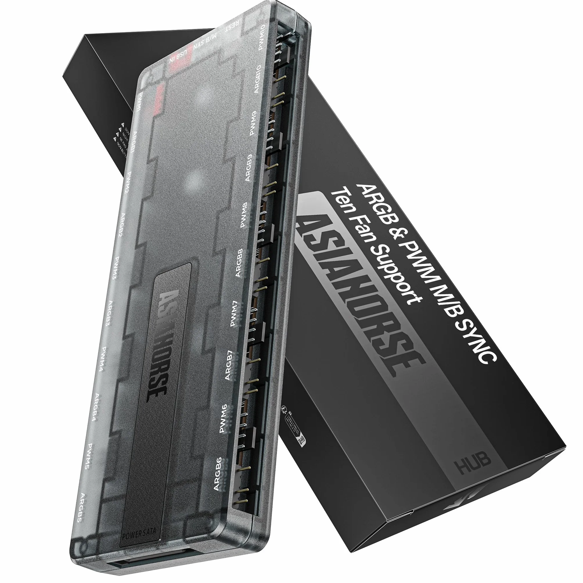 AsiaHorse UMBRA ARGB PWM koncentrator wentylatora PC 10 portów 5 V 3 piny ARGB PC Controller