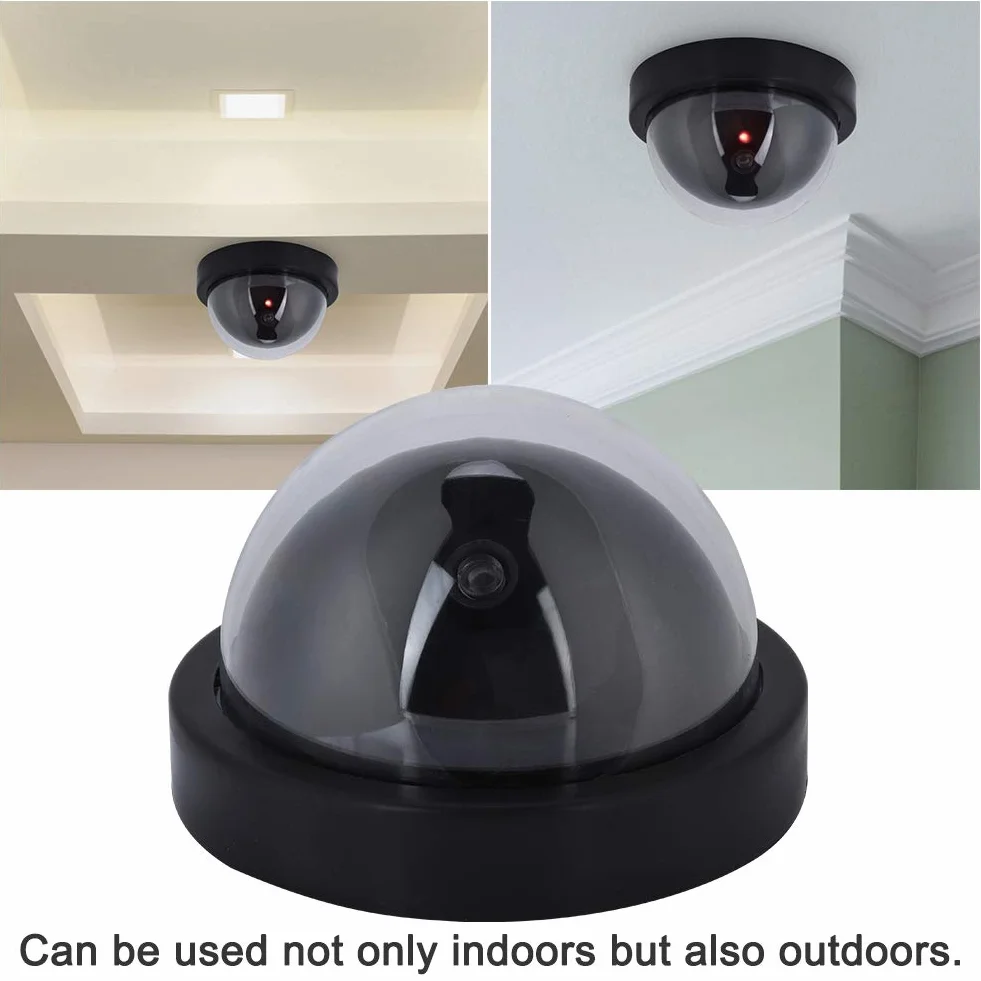 Atrapa kamery, Dummy Dome Camera Migające światło LED Symuluje kamerę bezpieczeństwa, Wewnętrzna zewnętrzna fałszywa kamera monitorująca Dummy Security Camera do domu/na zewnątrz