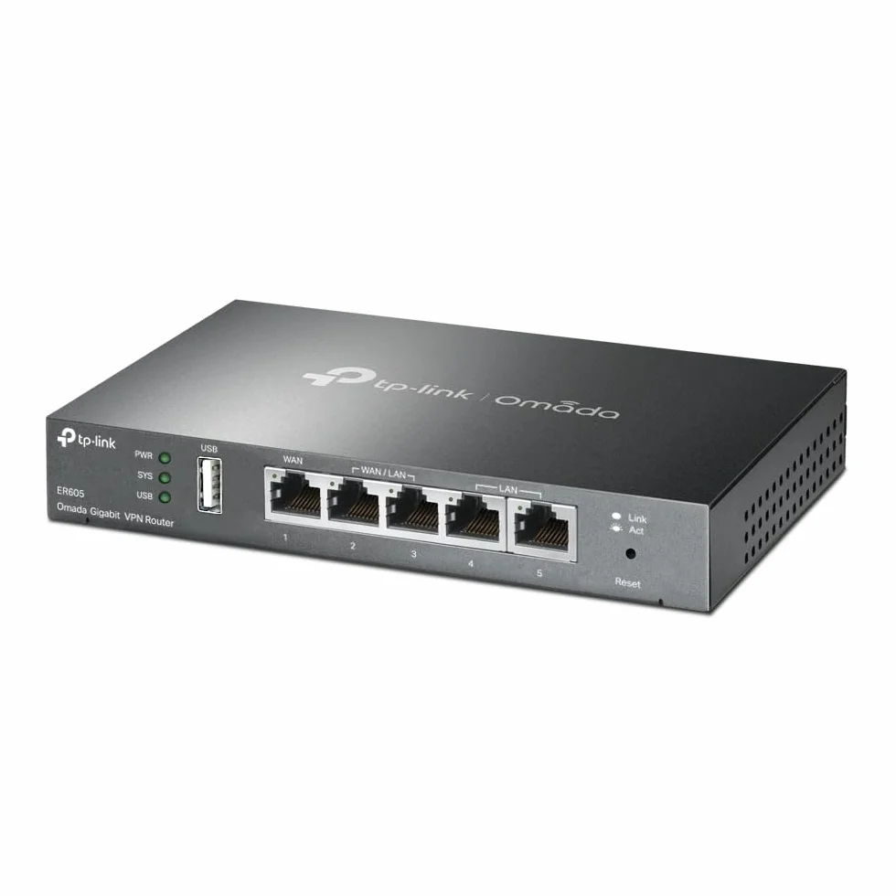 TP-Link ER605 Gigabitowy Router VPN – Multi-WAN, 5 portów Gigabit, Centralne Zarządzanie, Zaawansowane Zabezpieczenia, VPN Site-to-Site, OpenVPN/IPSec/L2TP/PPTP, Dla Firm