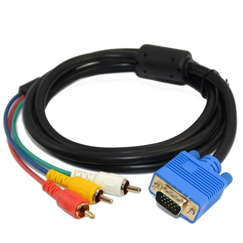 Komponentowy kabel wideo VGA męski na 3 RCA adapter (VGA na RCA)