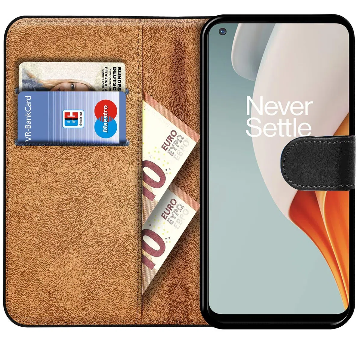 Verco Etui Kompatybilne z OnePlus 9 Pro Case, ochronne obudowa dla OnePlus 9 Pro portfel smartfon przegródki na karty, Czarny