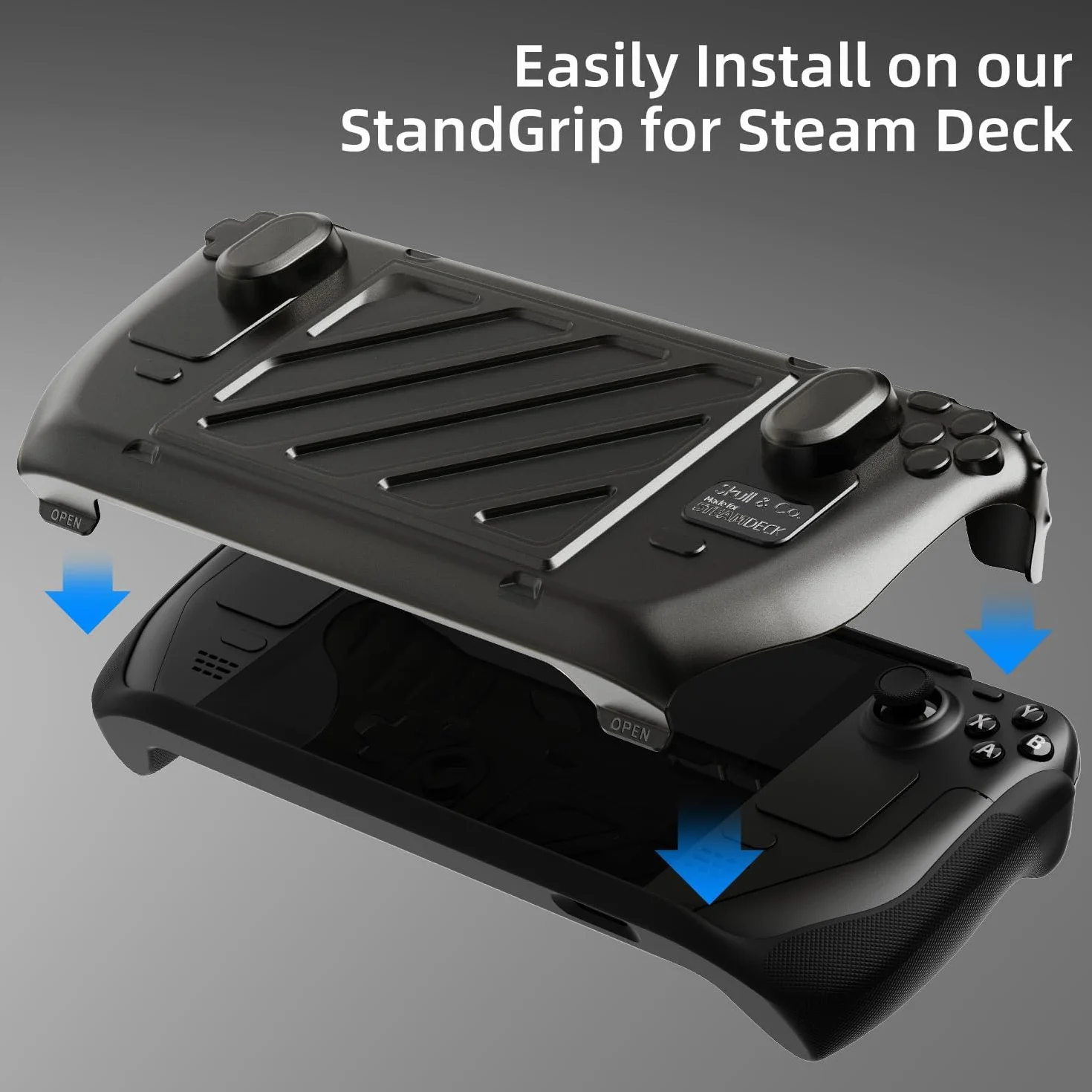 Skull & Co. Zestaw ochronny Stand Grip GripCase z przednią osłoną dla Steam Deck/OLED - Dymny