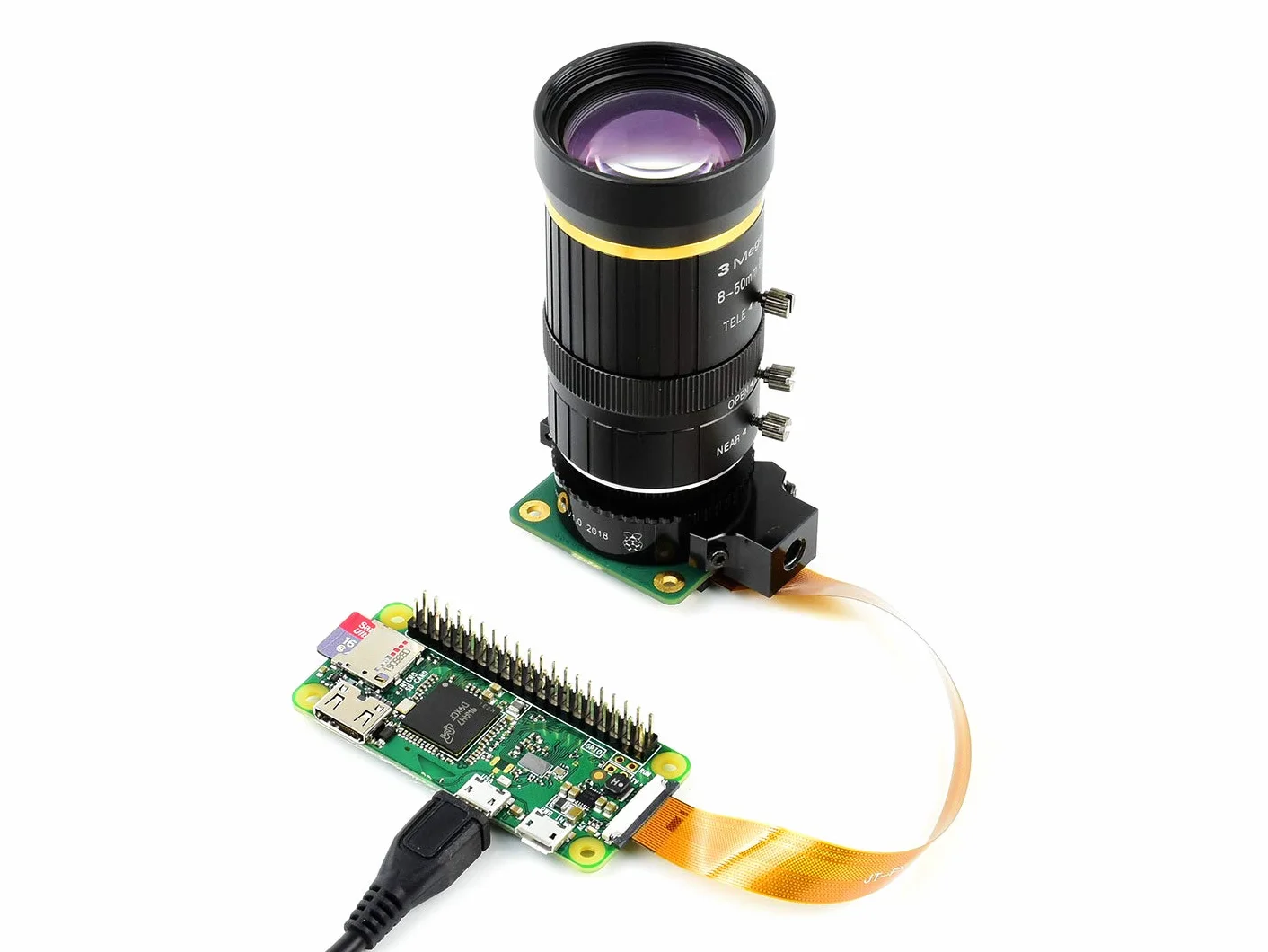 Waveshare 8-50mm C-Mount Zoom Lens for Raspberry Pi Camera