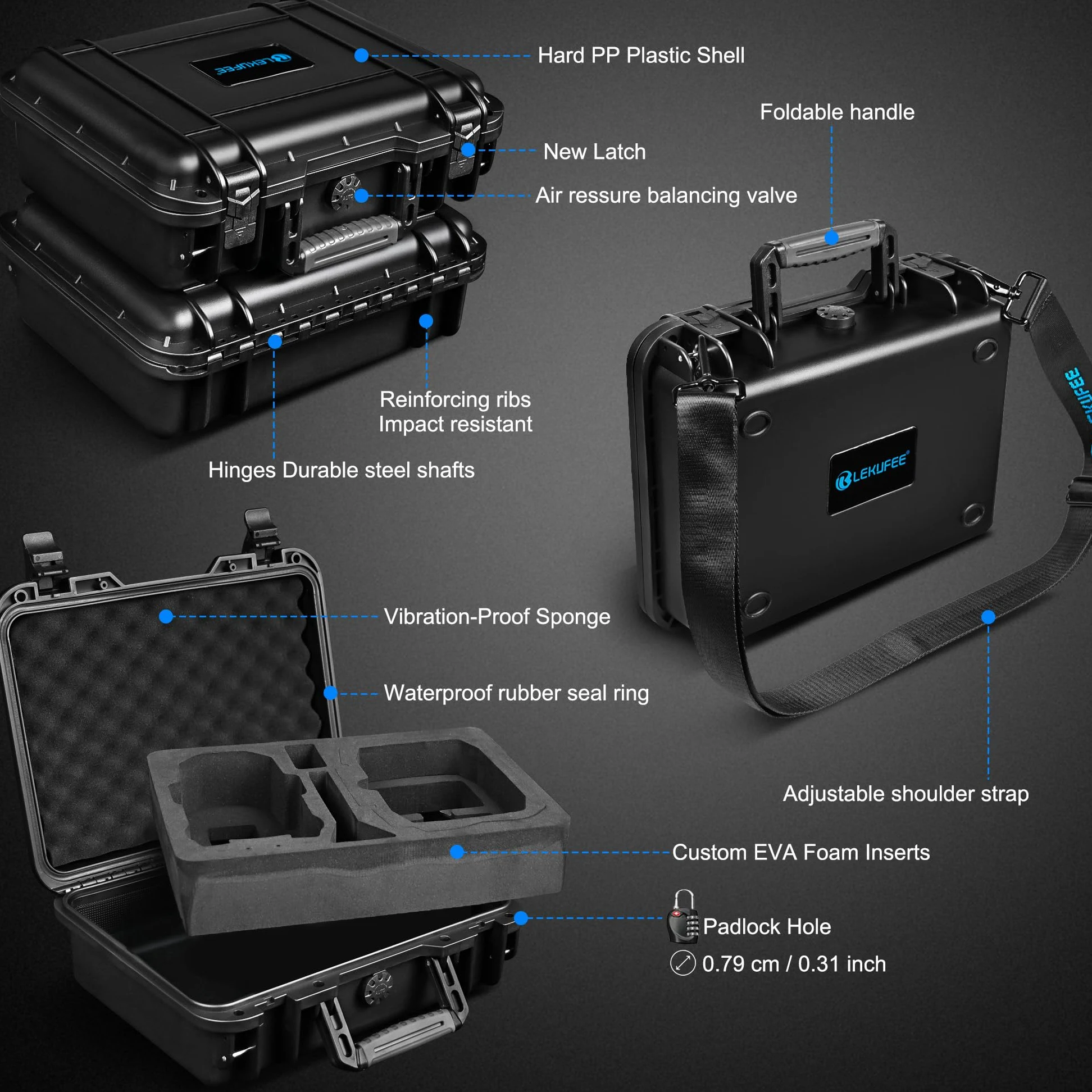 Lekufee Wodoodporna Twarda Walizka Transportowa dla drona DJI Lito X1,Lito 1,Mini 5 Pro/4 pro/Mini 3, DJI RC 2 / RC N3, i Akcesoria (Tylko walizka)
