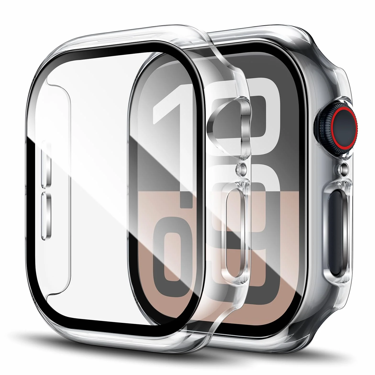 LK 2 sztuki etui ochronne do Apple Watch Series 11/10, folia ochronna na wyświetlacz 42 mm, twardość 9H, czysta HD, pełna ochrona, odporne na zarysowania, twarde etui ochronne z poliwęglanu do iWatch