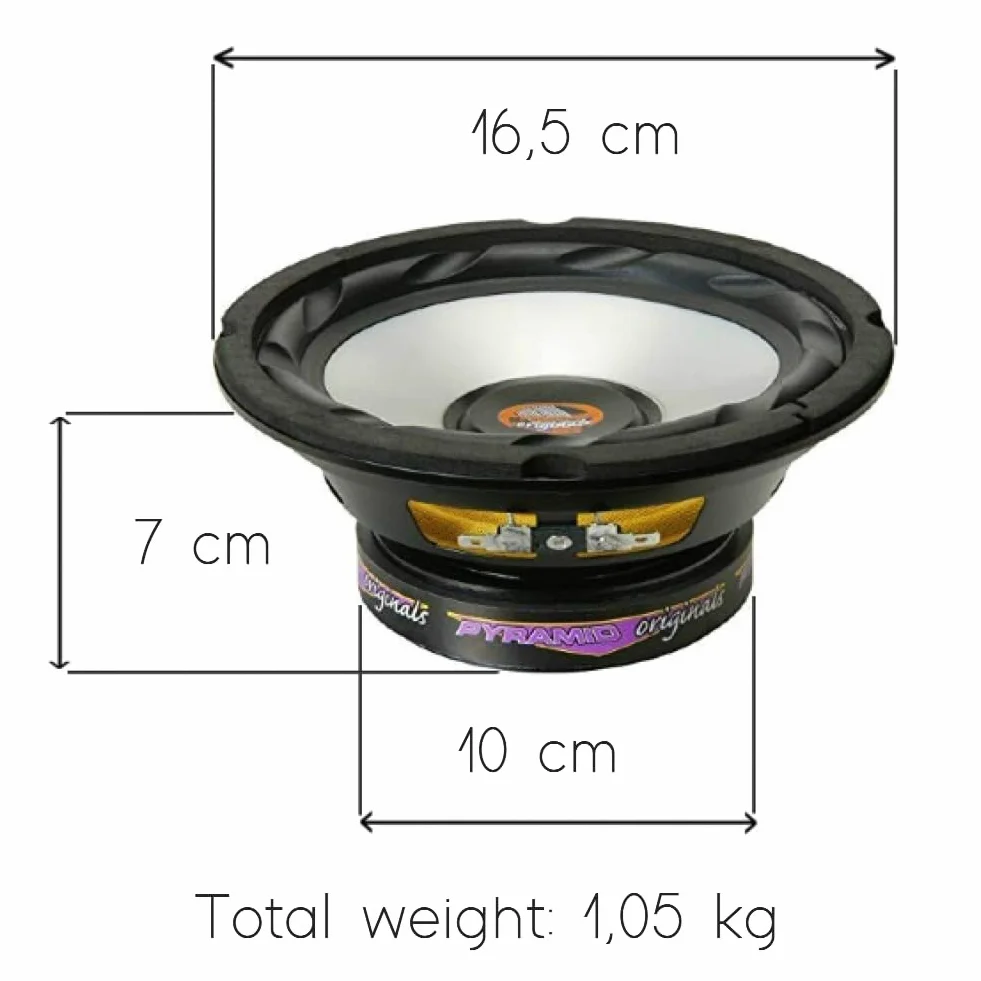 ZESTAW DO PYRAMID WX65X 2 głośniki niskotonowe dyfuzory 16,5 cm 165 mm 6,5" średnica 150 W RMS i 300 W maks. impedancja 4 ohm, do samochodów, w parach