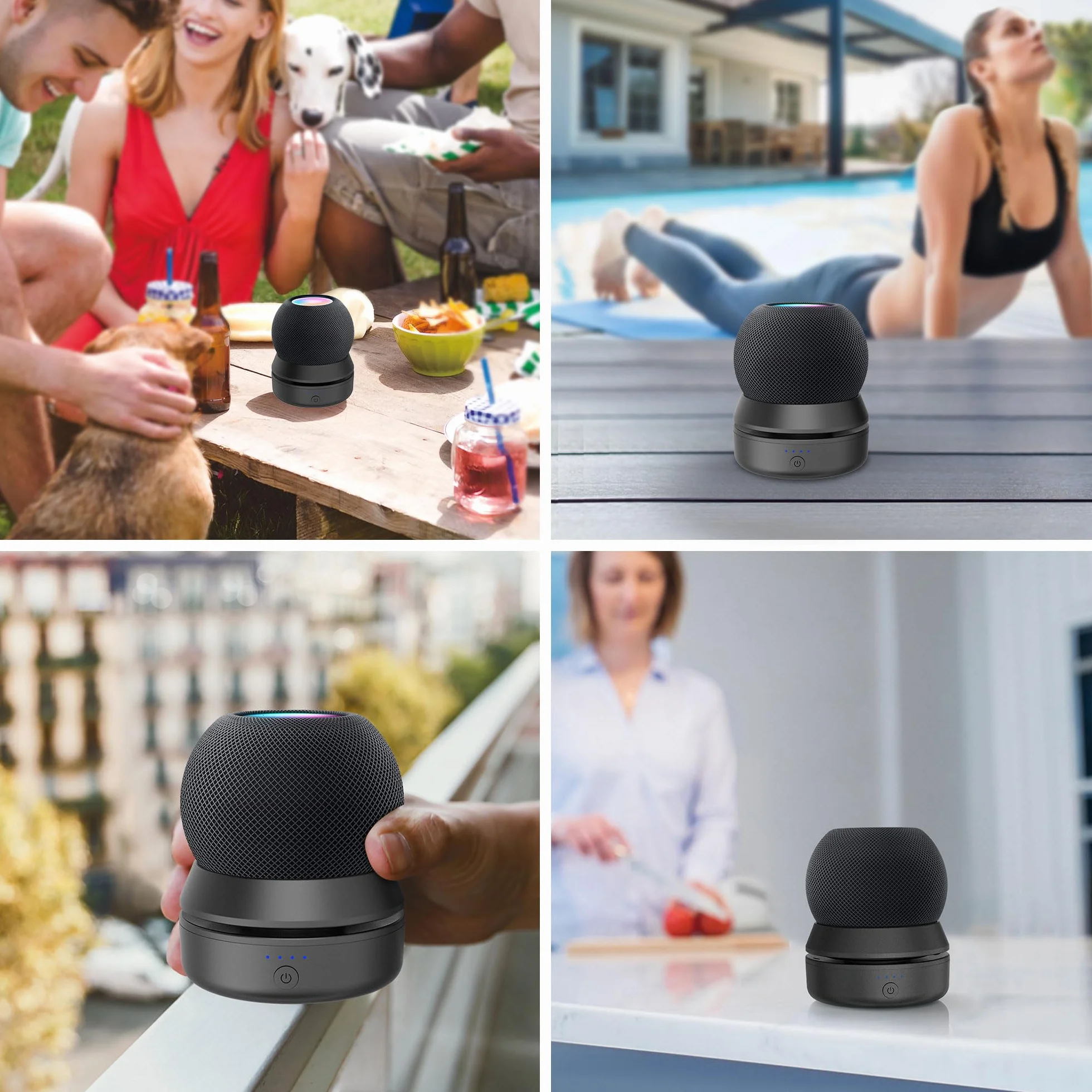 PlusAcc Akumulator kompatybilny z HomePod Mini – stojak na baterie, Home Pod Mini, akcesoria, stacja akumulatorowa z wbudowanym zarządzaniem kablami (bez urządzeń), czarny