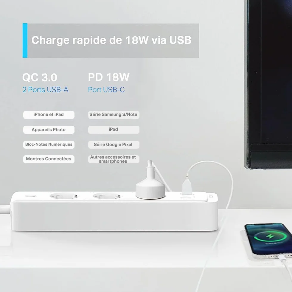 TP-Link Tapo P300 Inteligentna listwa zasilająca Wi-Fi 3 gniazdka 3 porty USB monitorowanie energii Alexa Google Home