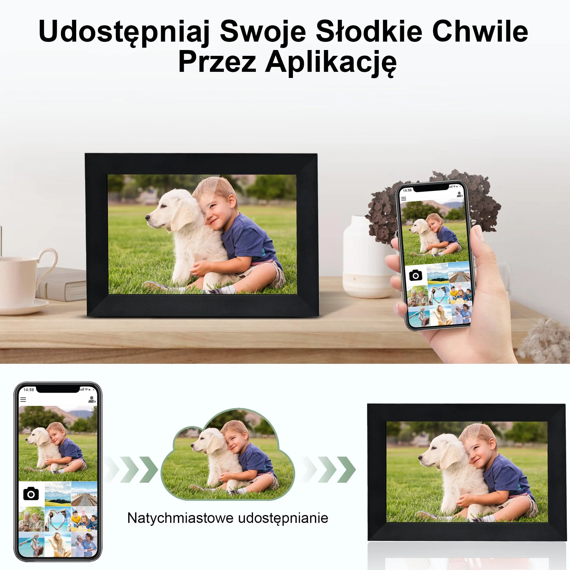 Veidoo Frameo 10,1 cala 32GB WiFi cyfrowa ramka na zdjęcia HD IPS 1280x800