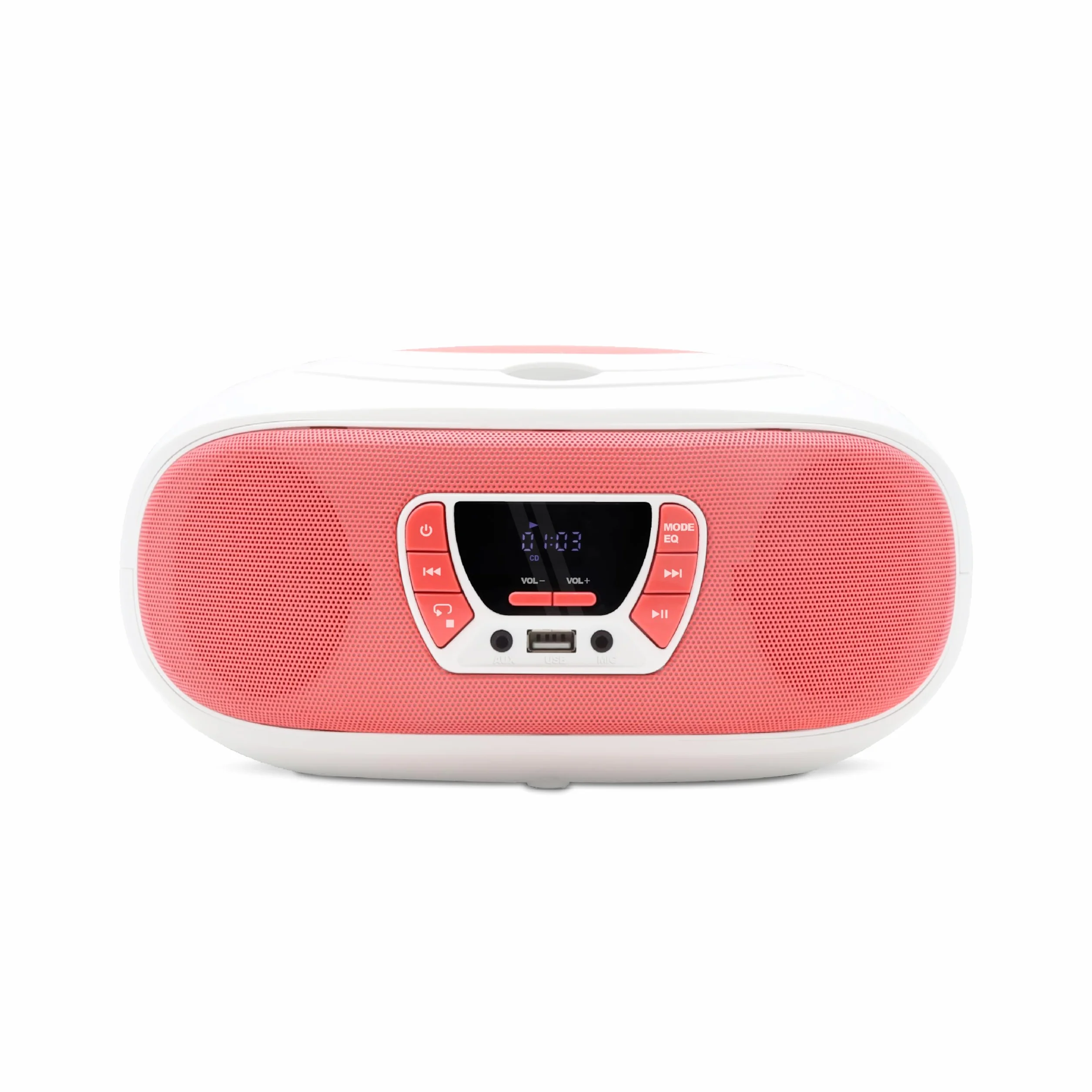 MOOOV 477409 Odtwarzacz CD Radio FM do karaoke z mikrofonem i efektami świetlnymi - funkcja bezprzewodowa BT