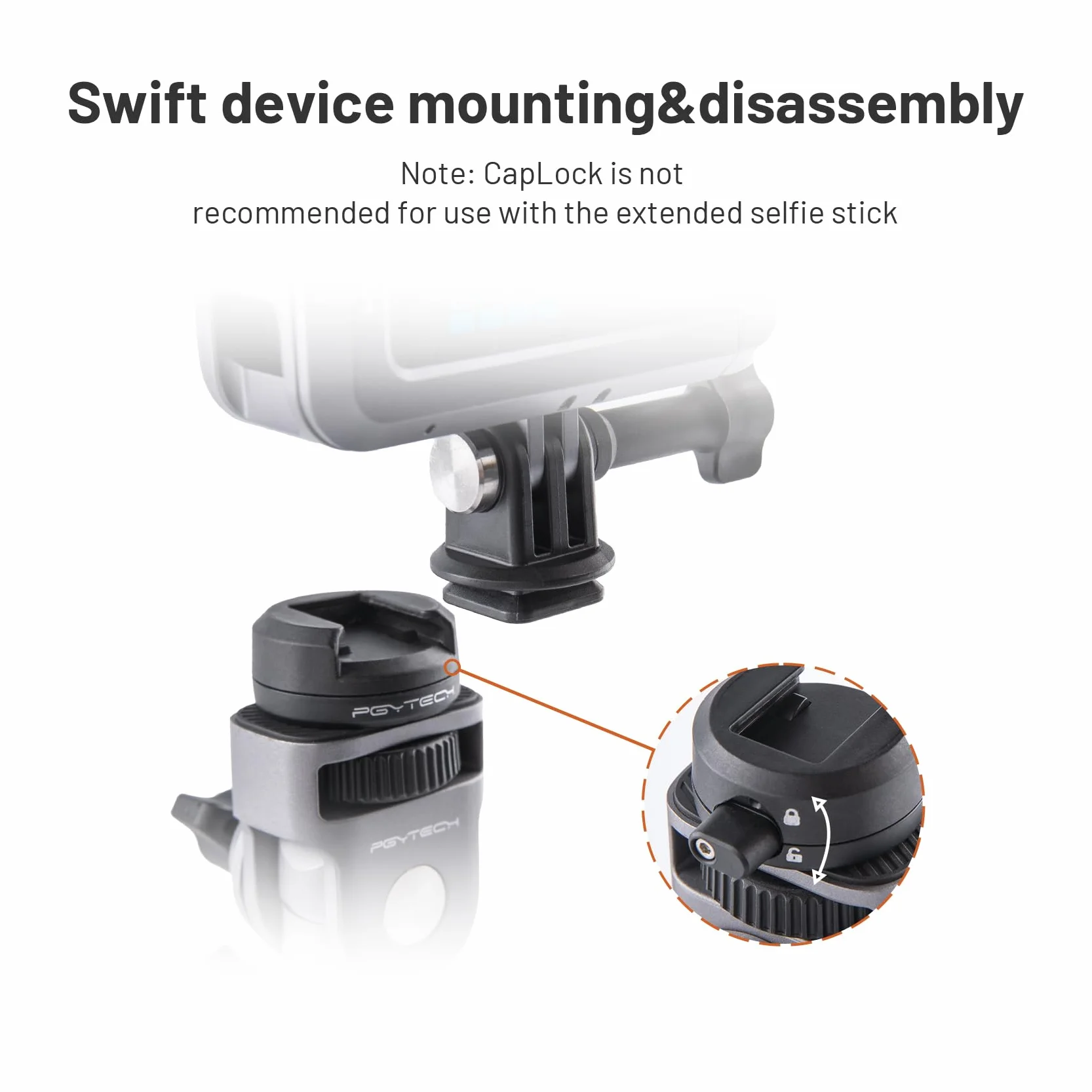 PGYTECH CapLock Super Clamp Mount uchwyt ze stopu aluminium do Insta360 Ace Pro 2/X5/X4 wytrzymały zacisk krabowy 1/4" do GoPro DJI Osmo 360/Pocket/Action