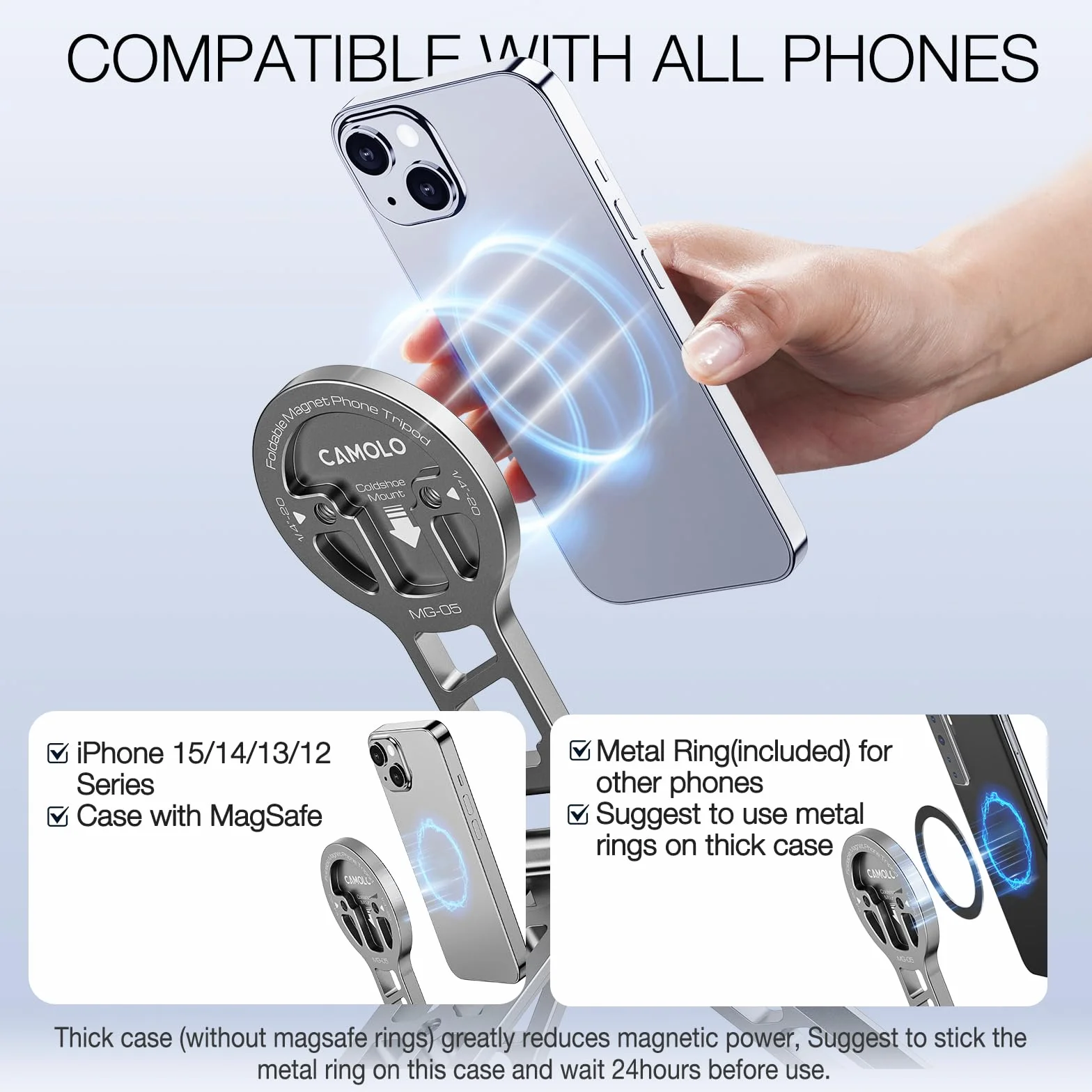 Magnetyczny kieszonkowy statyw do telefonu, składany, kompatybilny z Magsafe do iPhone'a 16, 15, 14, 13, 12 Plus, seria Pro Max, mini uchwyt do telefonu komórkowego, uchwyt na statyw