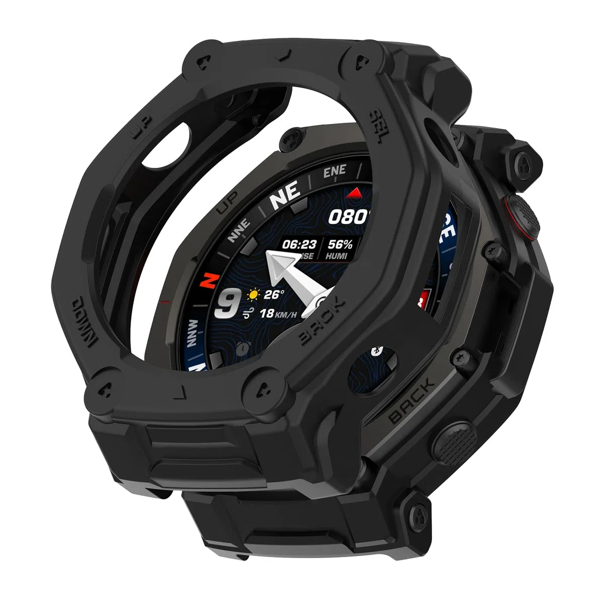 ZoRoll Etui ochronne z tworzywa TPU do Amazfit T-Rex 3 Pro 48 mm, odporne na upadki, miękkie silikonowe etui ochronne, kompatybilne z Amazfit T-Rex 3 Pro 48 mm, czarne