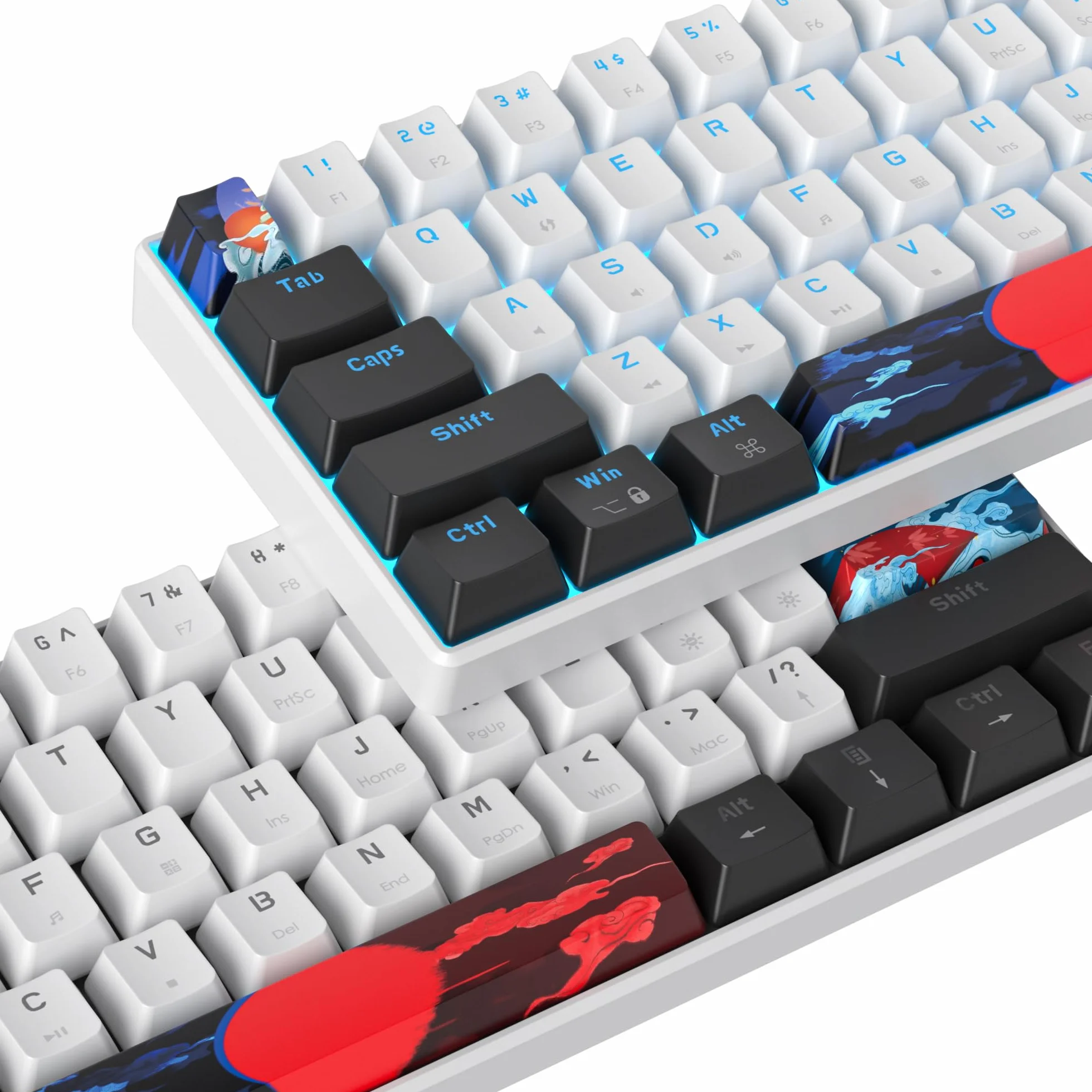 SOLIDEE 60% Mechaniczna Klawiatura Gamingowa,61 klawiszy z przełącznikami liniowymi,przewodowa mechaniczna klawiatura z podświetleniem LED,kompaktowa ergonomiczna klawiatura(61 White)