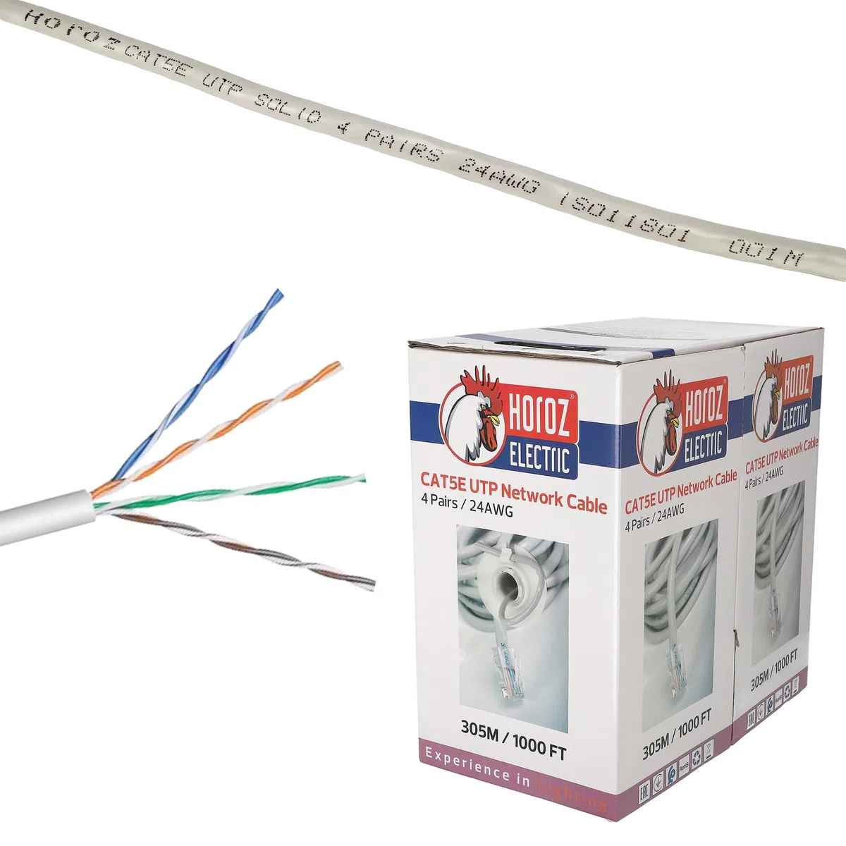 Kabel Ethernet - 10m - Kabel Sieciowy CAT 5e - Skrętka UTP CAT5e Nieekranowany / 24 AWG - Przewód 1 Gb/s 100 MHz do Internetu Routera Modemu Komputera - Horoz Electric