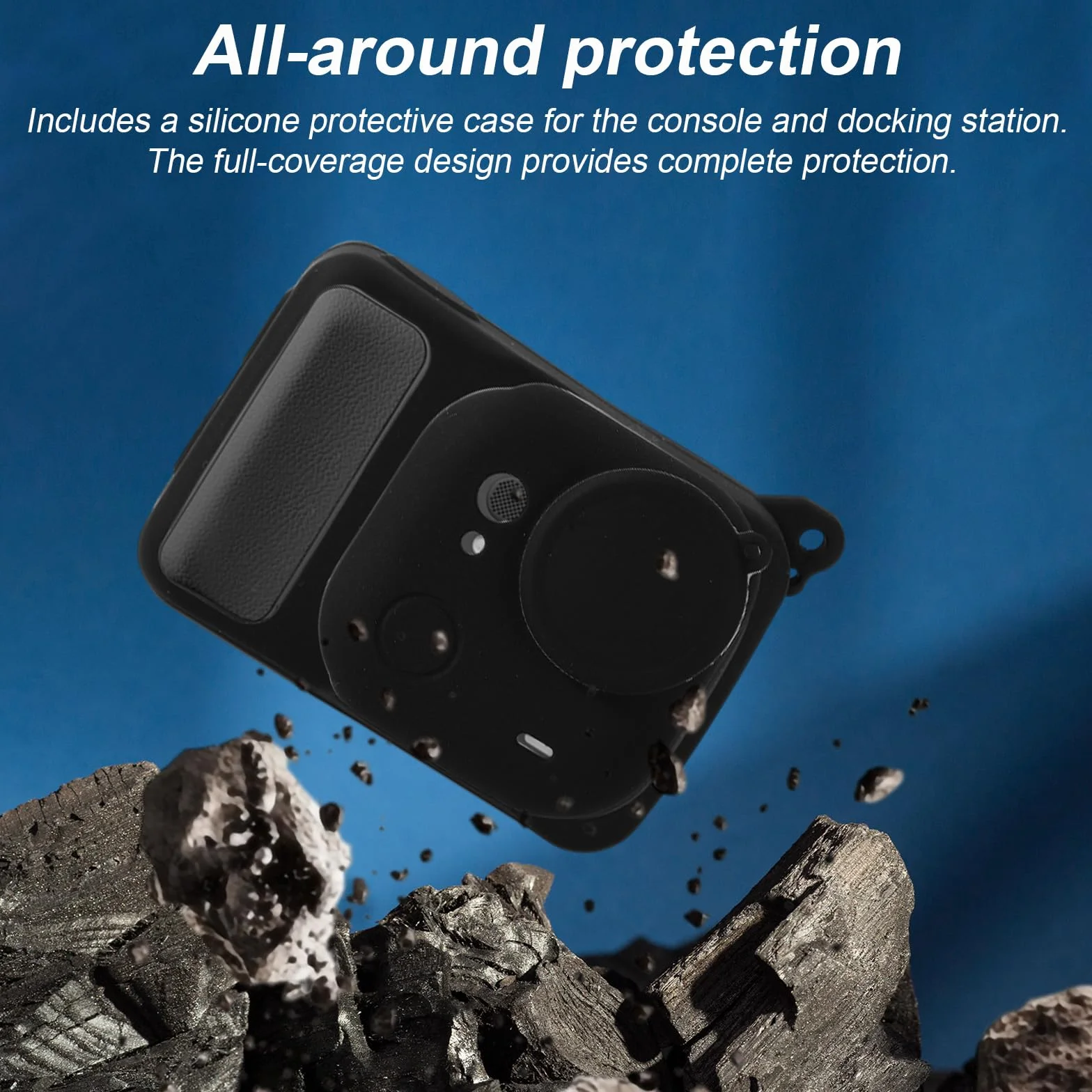 Zestaw Silikonowych Etui Kompatybilnych z Insta360 Go Ultra, Zawiera Etui Ochronne Aparat Obiektyw Oraz Pasek Nadgarstek Zapobiegający Zgubieniu Pasek Obiektyw Zapobiegający Zgubieniu(Czarne)