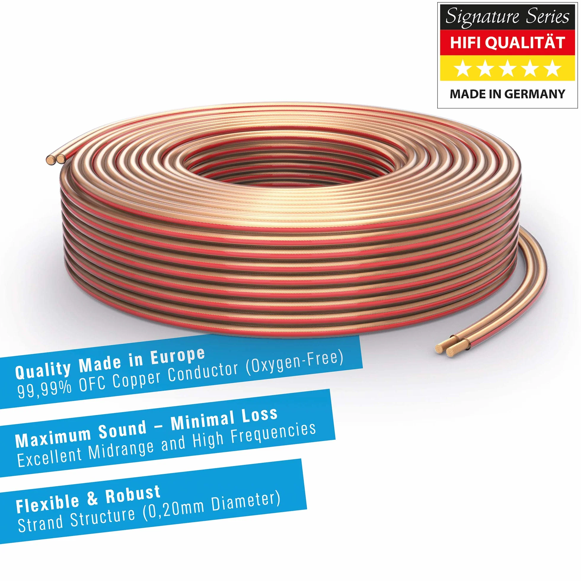 PureLink Kabel głośnikowy OFC 2 x 4,00 mm² 0,20 mm, 15,0 m, kabel miedziany z czystej miedzi do głośnika HiFi głośników subwoofera, kabel audio z oznaczeniem polaryzacji, przezroczysty