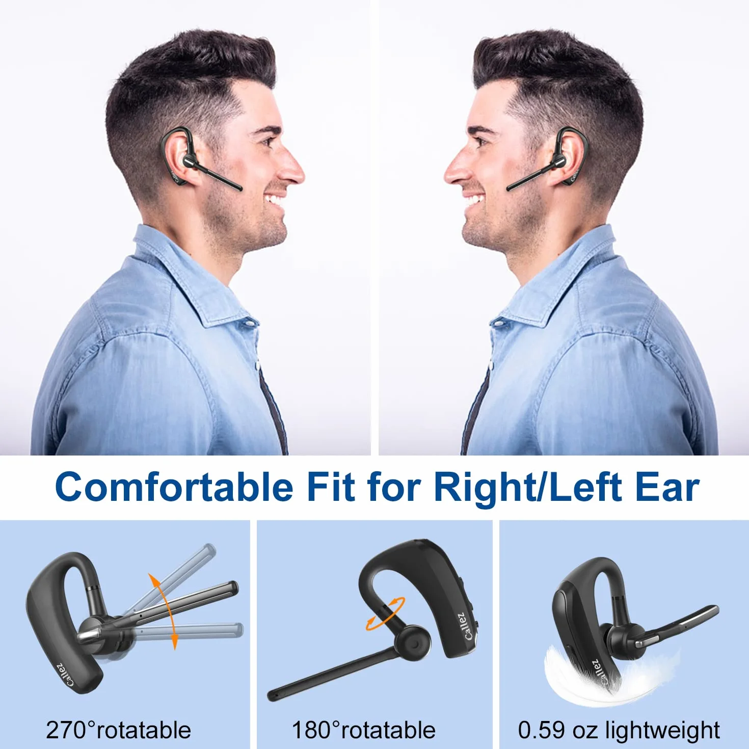 Zestaw słuchawkowy Bluetooth z podwójnym mikrofonem CVC8.0 z redukcją szumów, bezprzewodowe słuchawki V5.0, bezprzewodowe słuchawki do telefonu komórkowego, do iPhone'a, Samsunga, smartfona, jazdy