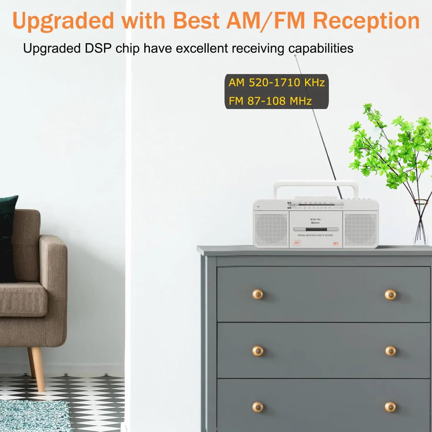 WISCENT Odtwarzacz kasetowy USB Bluetooth AM FM Radio stereo konwerter MP3 przenośny