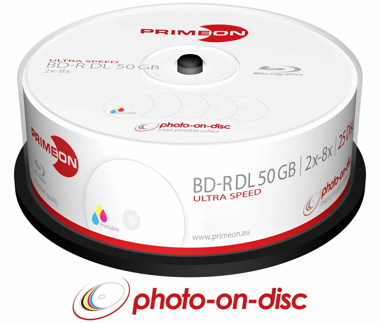 Primeon BD-R DL 50 GB 25 dysków pudełko na ciasto pełnowymiarowa powierzchnia do druku
